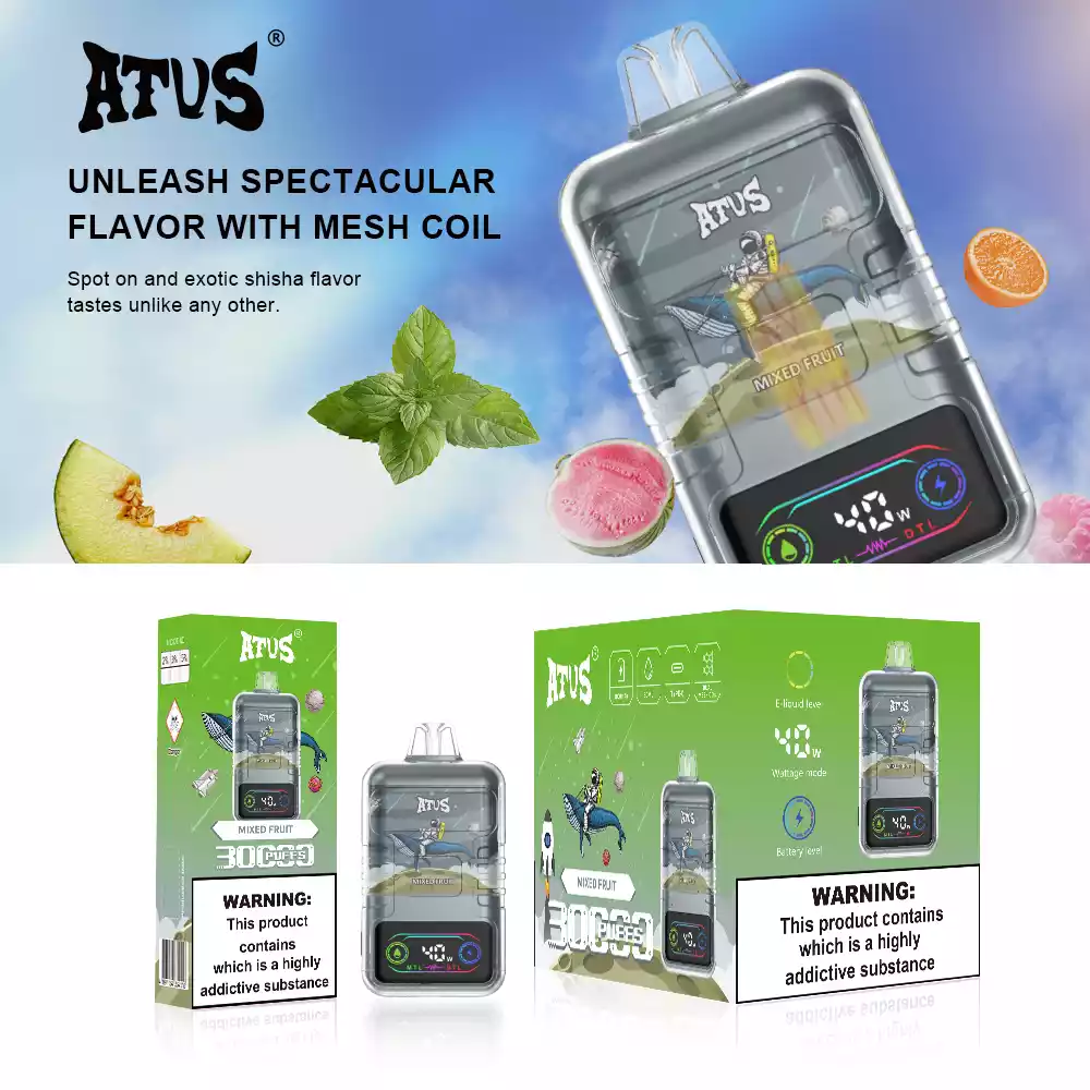 ATVS 30000 Puffs 2% 5% Nicotine New LED Display Vape Electronic Cigarette Pod (8) ATVS 30000 Puffs 2% 5% Nicotine New LED Display Vape Electronic Cigarette Pod (8)