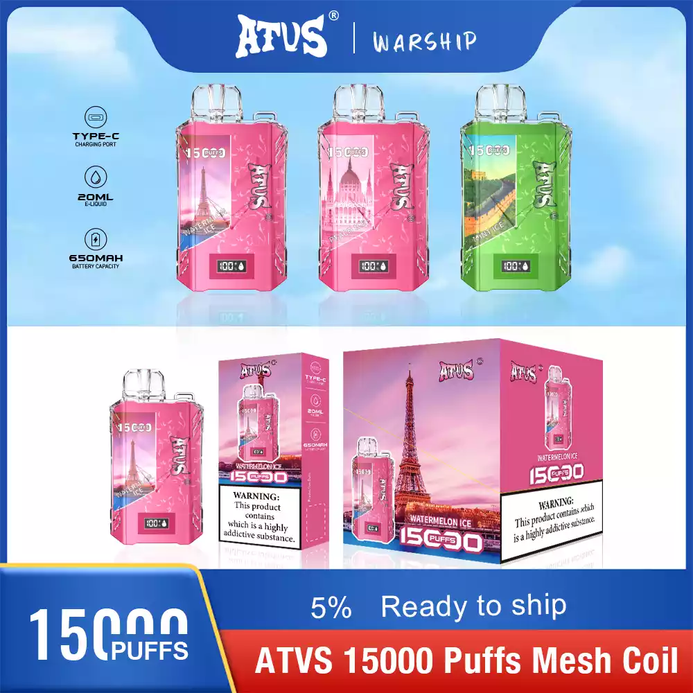 ATVS Disposable 15000 Puffs 2% 5% Nicotine New LED Display Vape Electronic Cigarette Pod (16) ATVS Disposable 15000 Puffs 2% 5% Nicotine New LED Display Vape Electronic Cigarette Pod (16)