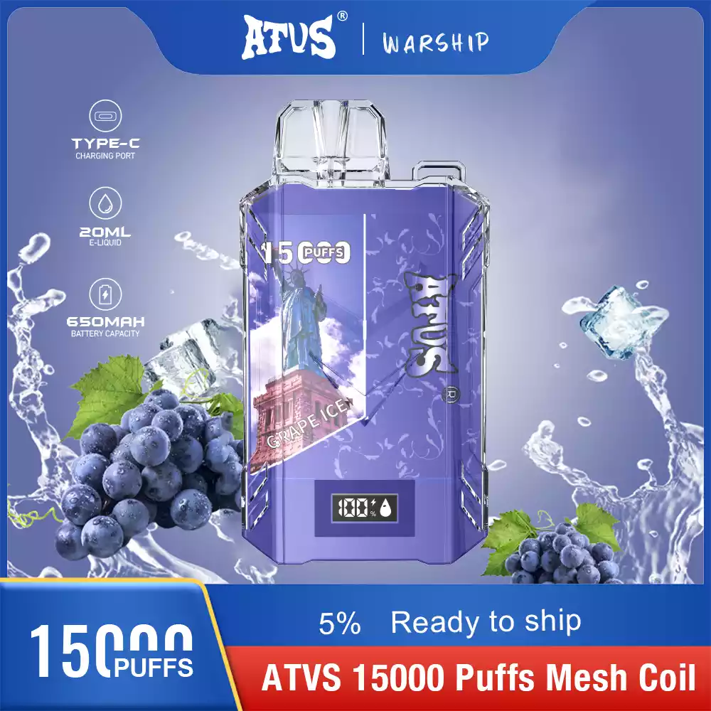 ATVS Disposable 15000 Puffs 2% 5% Nicotine New LED Display Vape Electronic Cigarette Pod (19) ATVS Disposable 15000 Puffs 2% 5% Nicotine New LED Display Vape Electronic Cigarette Pod (19)