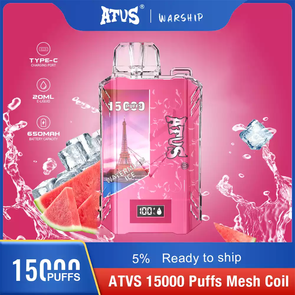 ATVS Disposable 15000 Puffs 2% 5% Nicotine New LED Display Vape Electronic Cigarette Pod (20) ATVS Disposable 15000 Puffs 2% 5% Nicotine New LED Display Vape Electronic Cigarette Pod (20)