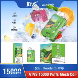ATVS Disposable 15000 Puffs 2% 5% Nicotine New LED Display Vape Electronic Cigarette Pod