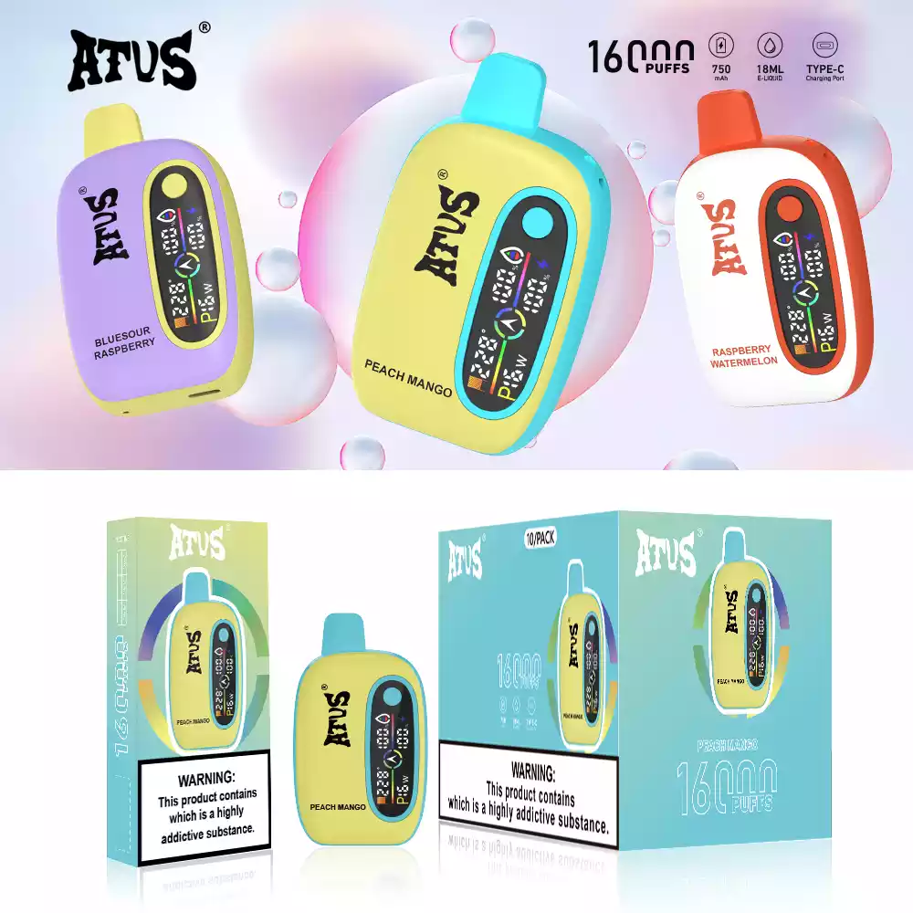ATVS Disposable 16000 Puffs 2% 5% Nicotine New LED Display Vape Electronic Cigarette Pod (17) ATVS Disposable 16000 Puffs 2% 5% Nicotine New LED Display Vape Electronic Cigarette Pod (17)