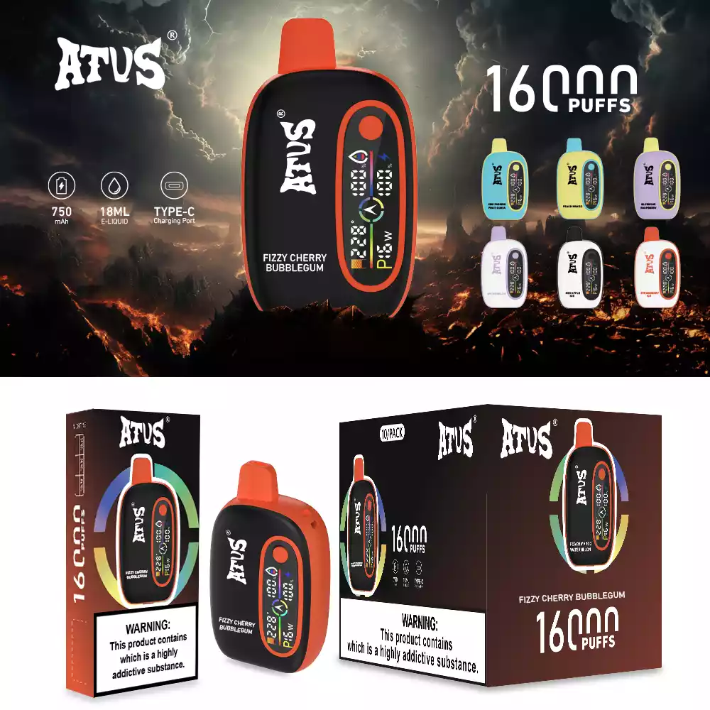 ATVS Disposable 16000 Puffs 2% 5% Nicotine New LED Display Vape Electronic Cigarette Pod (20) ATVS Disposable 16000 Puffs 2% 5% Nicotine New LED Display Vape Electronic Cigarette Pod (20)