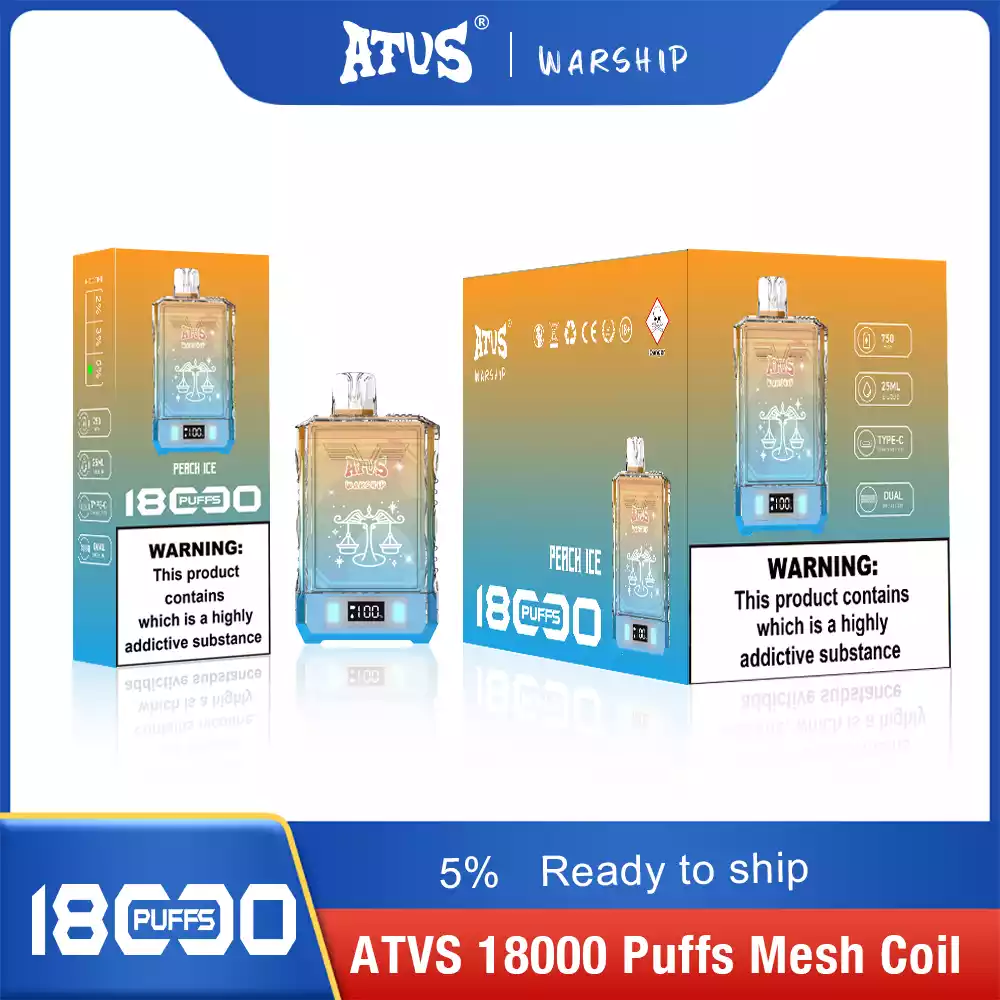 ATVS Disposable 18000 Puffs 2% 5% Nicotine New LED Display Vape Electronic Cigarette Pod (10) ATVS Disposable 18000 Puffs 2% 5% Nicotine New LED Display Vape Electronic Cigarette Pod (10)
