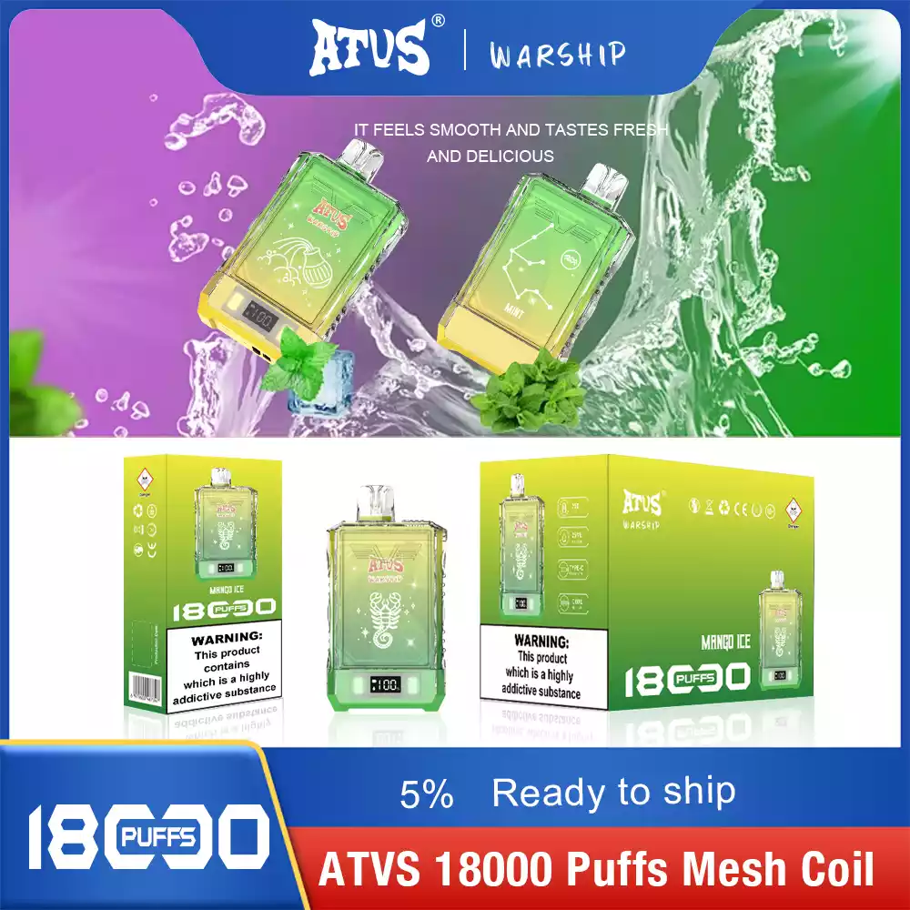 ATVS Disposable 18000 Puffs 2% 5% Nicotine New LED Display Vape Electronic Cigarette Pod (12) ATVS Disposable 18000 Puffs 2% 5% Nicotine New LED Display Vape Electronic Cigarette Pod (12)