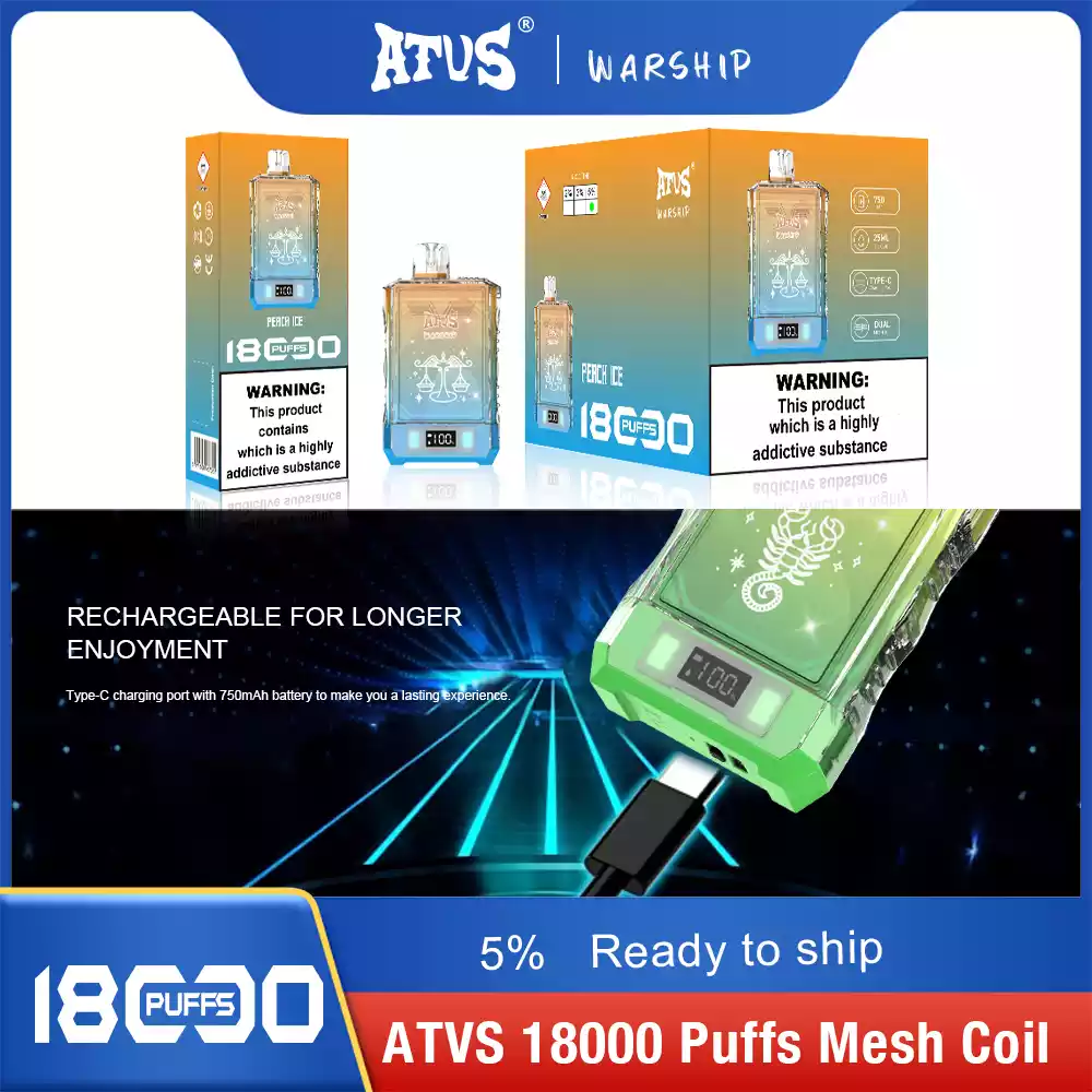 ATVS Disposable 18000 Puffs 2% 5% Nicotine New LED Display Vape Electronic Cigarette Pod (13) ATVS Disposable 18000 Puffs 2% 5% Nicotine New LED Display Vape Electronic Cigarette Pod (13)