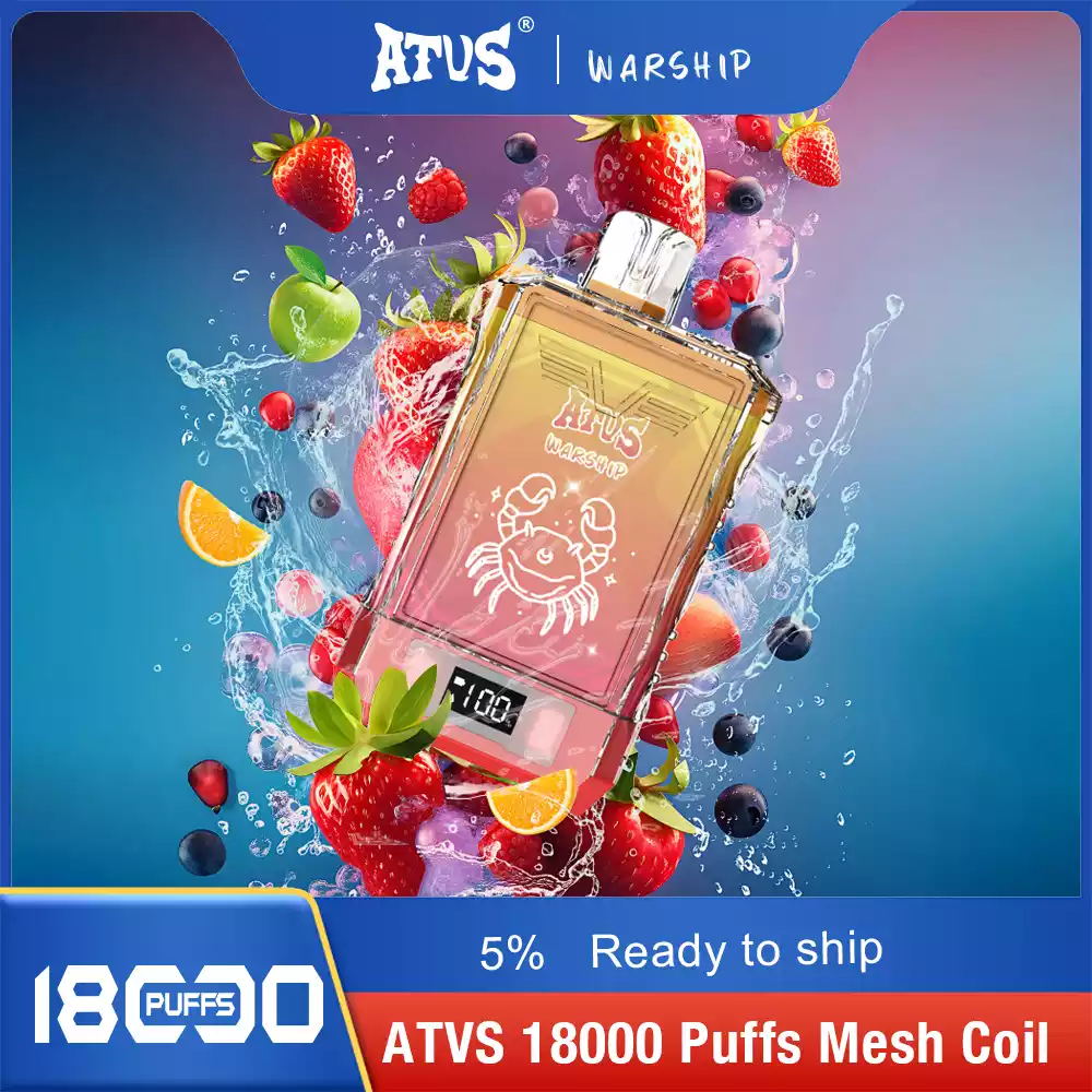 ATVS Disposable 18000 Puffs 2% 5% Nicotine New LED Display Vape Electronic Cigarette Pod (15) ATVS Disposable 18000 Puffs 2% 5% Nicotine New LED Display Vape Electronic Cigarette Pod (15)