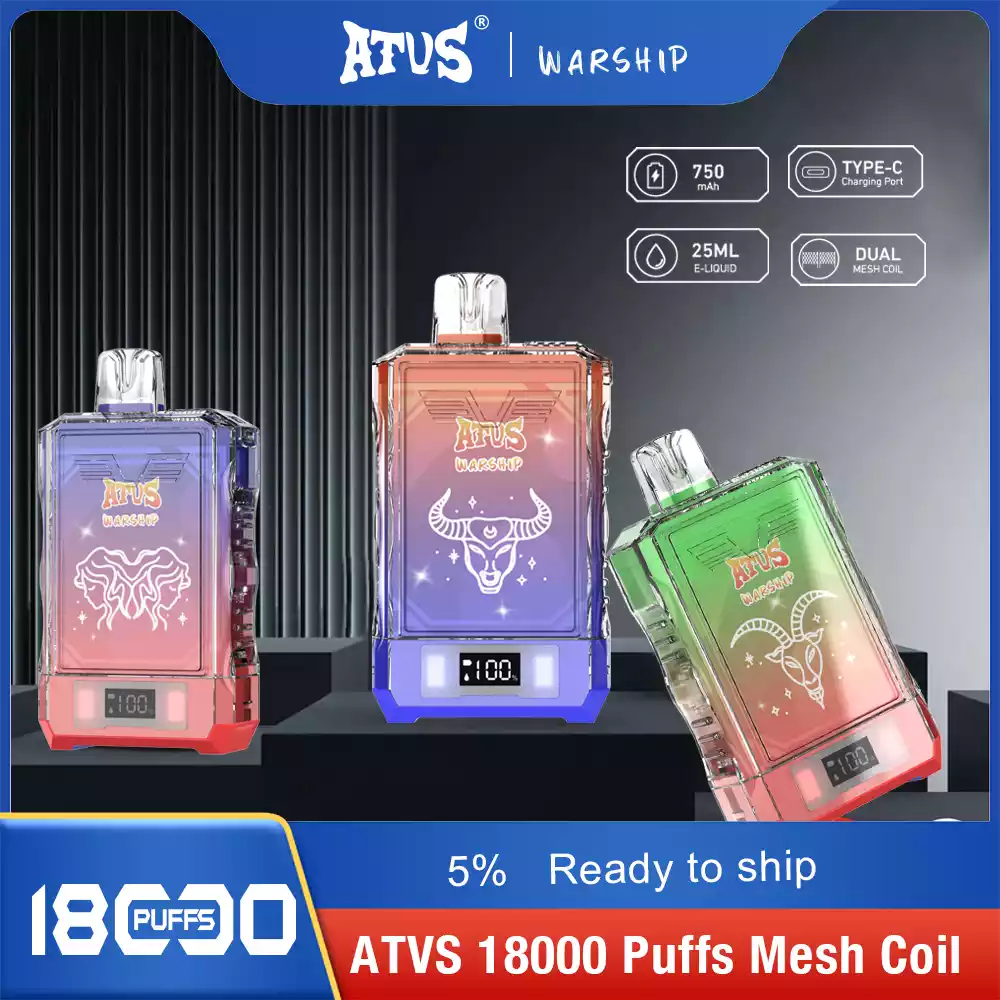 ATVS Disposable 18000 Puffs 2% 5% Nicotine New LED Display Vape Electronic Cigarette Pod (7) ATVS Disposable 18000 Puffs 2% 5% Nicotine New LED Display Vape Electronic Cigarette Pod (7)