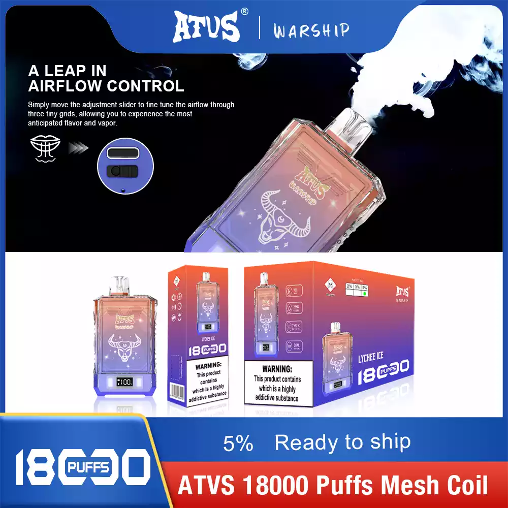 ATVS Disposable 18000 Puffs 2% 5% Nicotine New LED Display Vape Electronic Cigarette Pod (9) ATVS Disposable 18000 Puffs 2% 5% Nicotine New LED Display Vape Electronic Cigarette Pod (9)