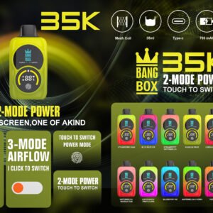 BANG BOX 35000 Puffs Disposable Vape with Mesh Core, Dual-Firing, Fuel & Battery Display