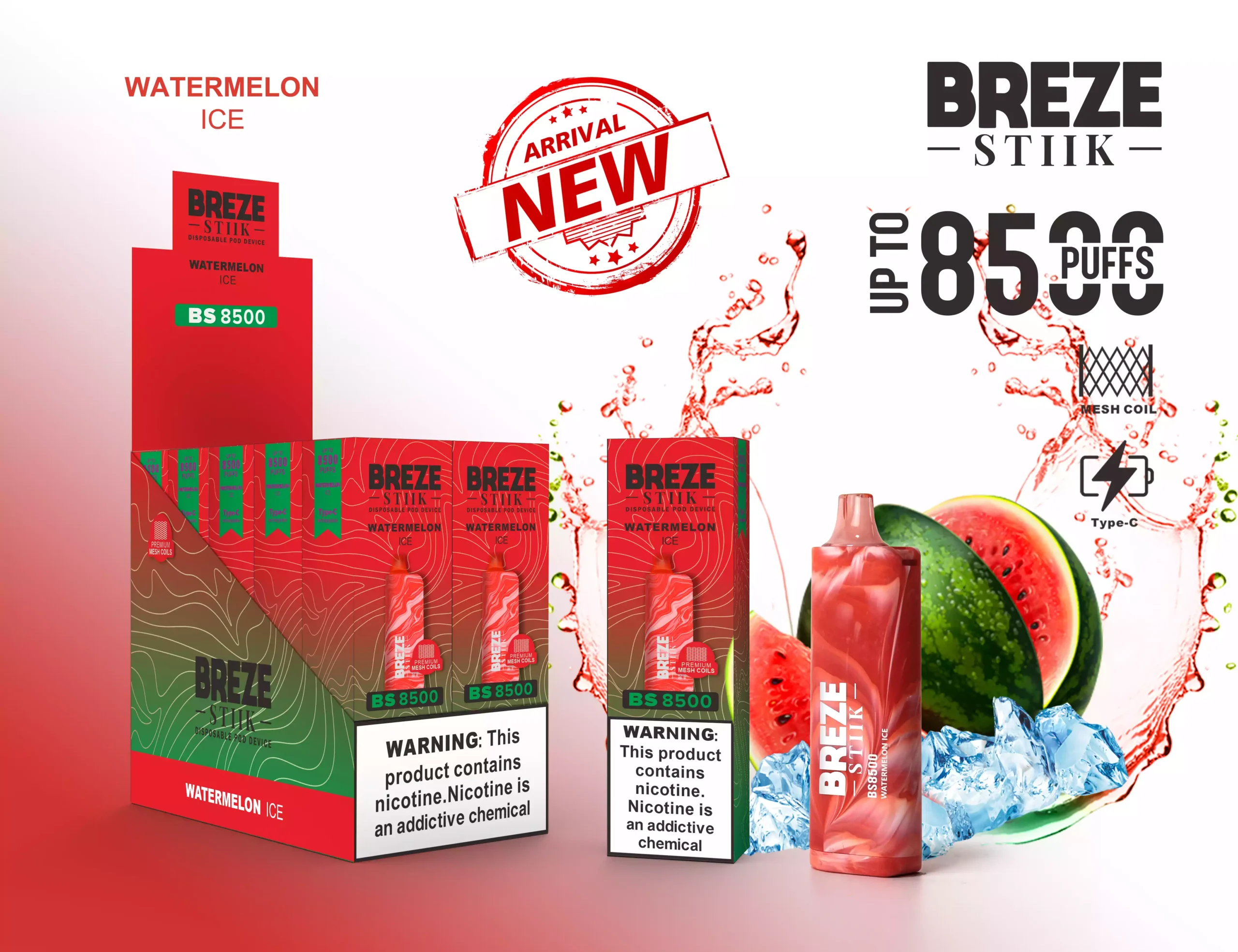 BREZE STIIK 8500 Puffs Disposable E-cigarette with Mesh Coil and 17ml Pre-filled Li (10) BREZE STIIK 8500 Puffs Disposable E-cigarette with Mesh Coil and 17ml Pre-filled Li (10)