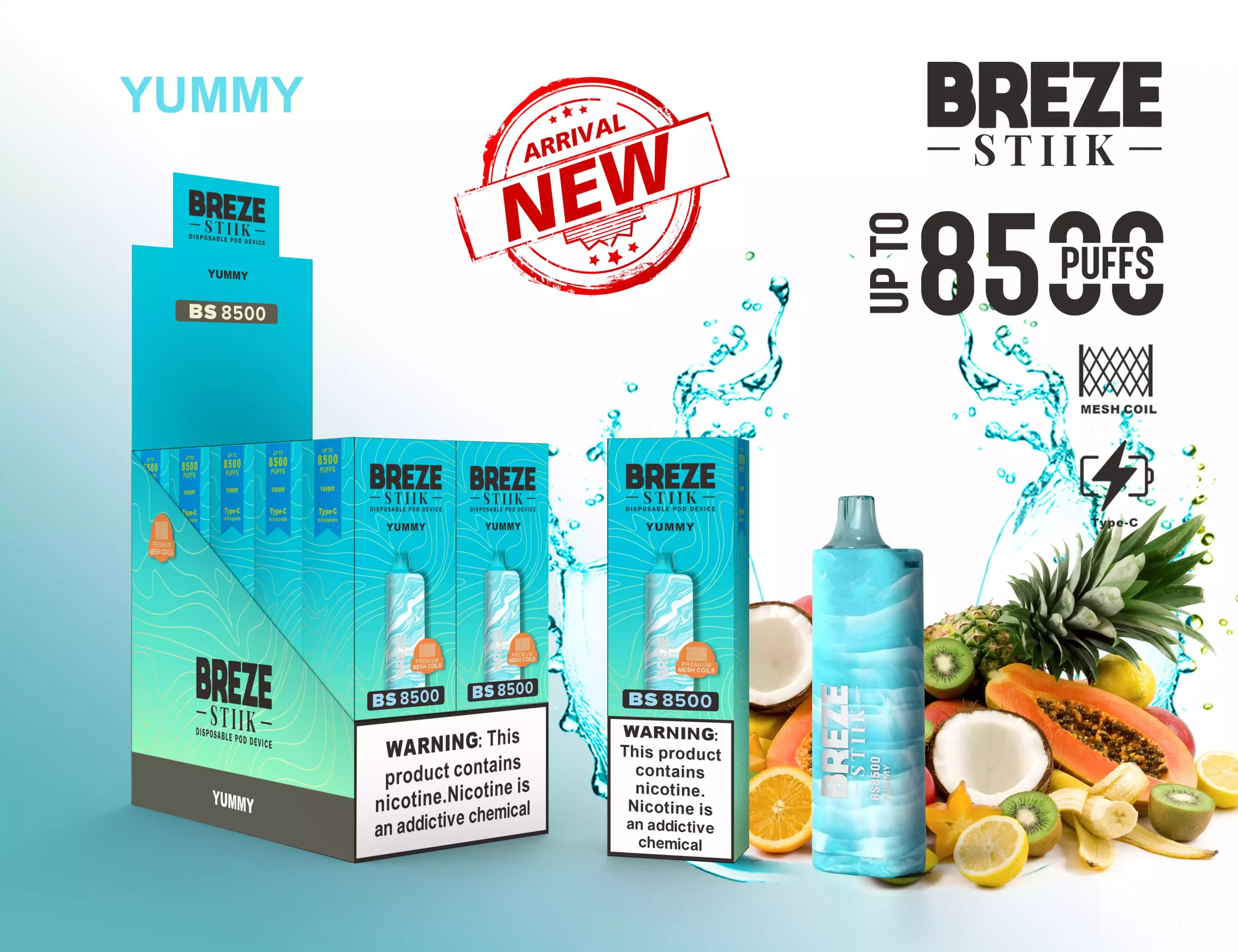 BREZE STIIK 8500 Puffs Disposable E-cigarette with Mesh Coil and 17ml Pre-filled Li (11) BREZE STIIK 8500 Puffs Disposable E-cigarette with Mesh Coil and 17ml Pre-filled Li (11)