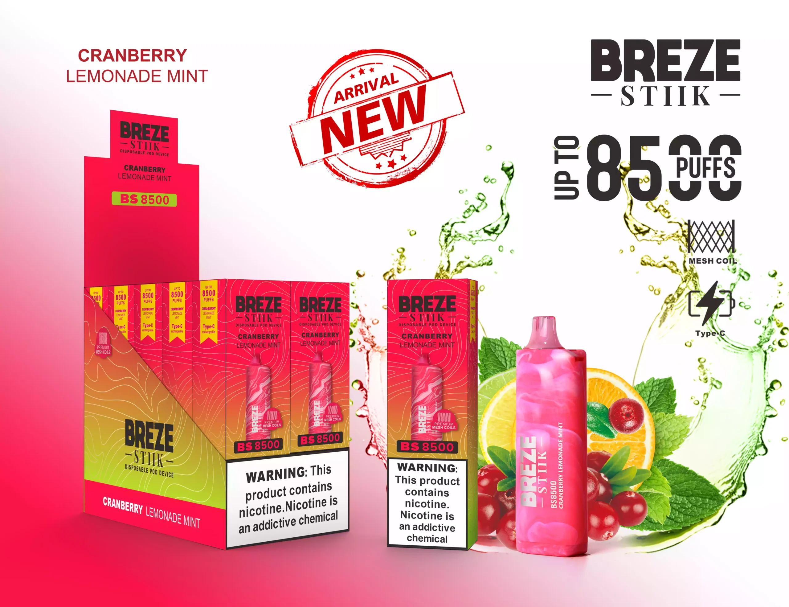 BREZE STIIK 8500 Puffs Disposable E-cigarette with Mesh Coil and 17ml Pre-filled Li (2) BREZE STIIK 8500 Puffs Disposable E-cigarette with Mesh Coil and 17ml Pre-filled Li (2)