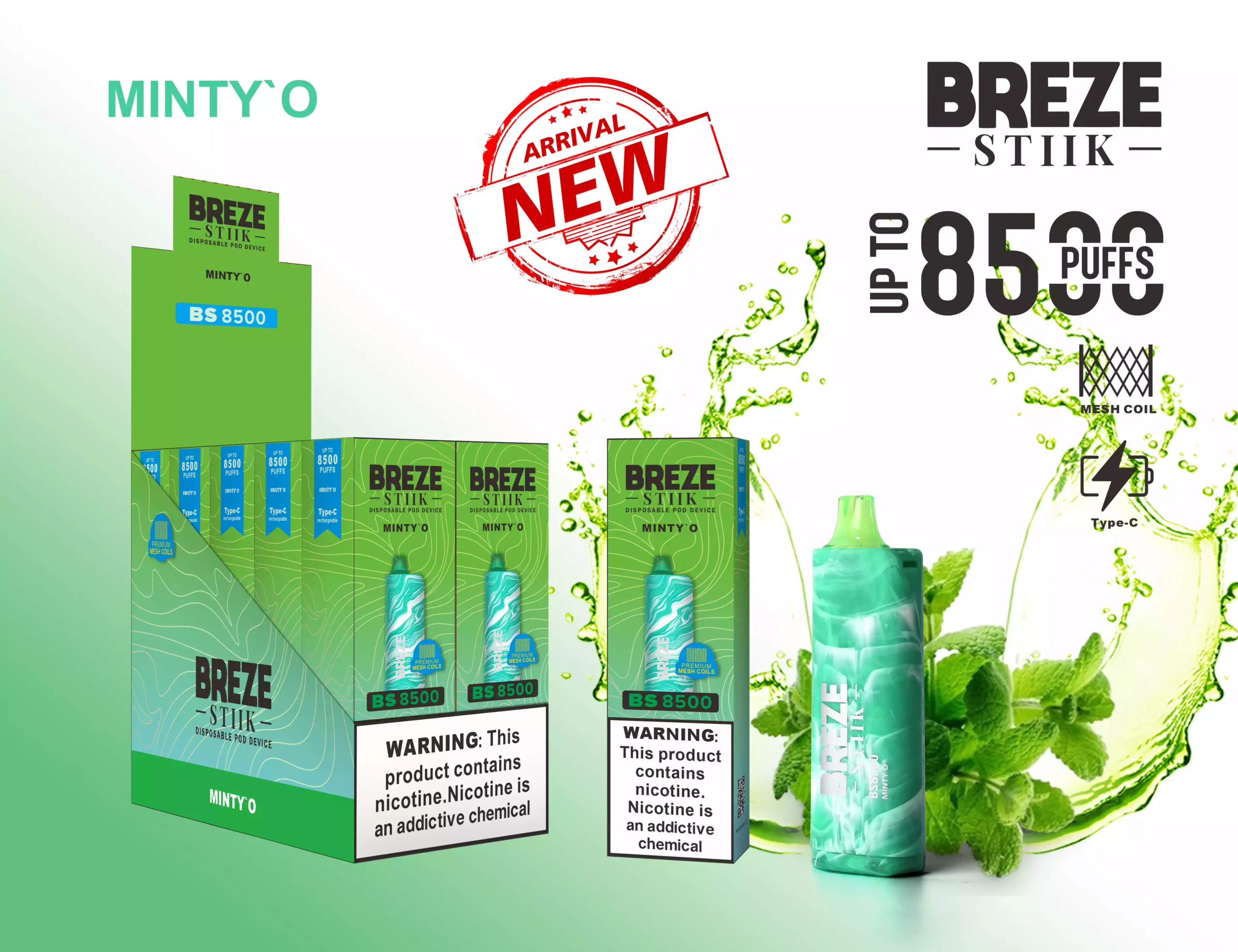 BREZE STIIK 8500 Puffs Disposable E-cigarette with Mesh Coil and 17ml Pre-filled Li (4) BREZE STIIK 8500 Puffs Disposable E-cigarette with Mesh Coil and 17ml Pre-filled Li (4)