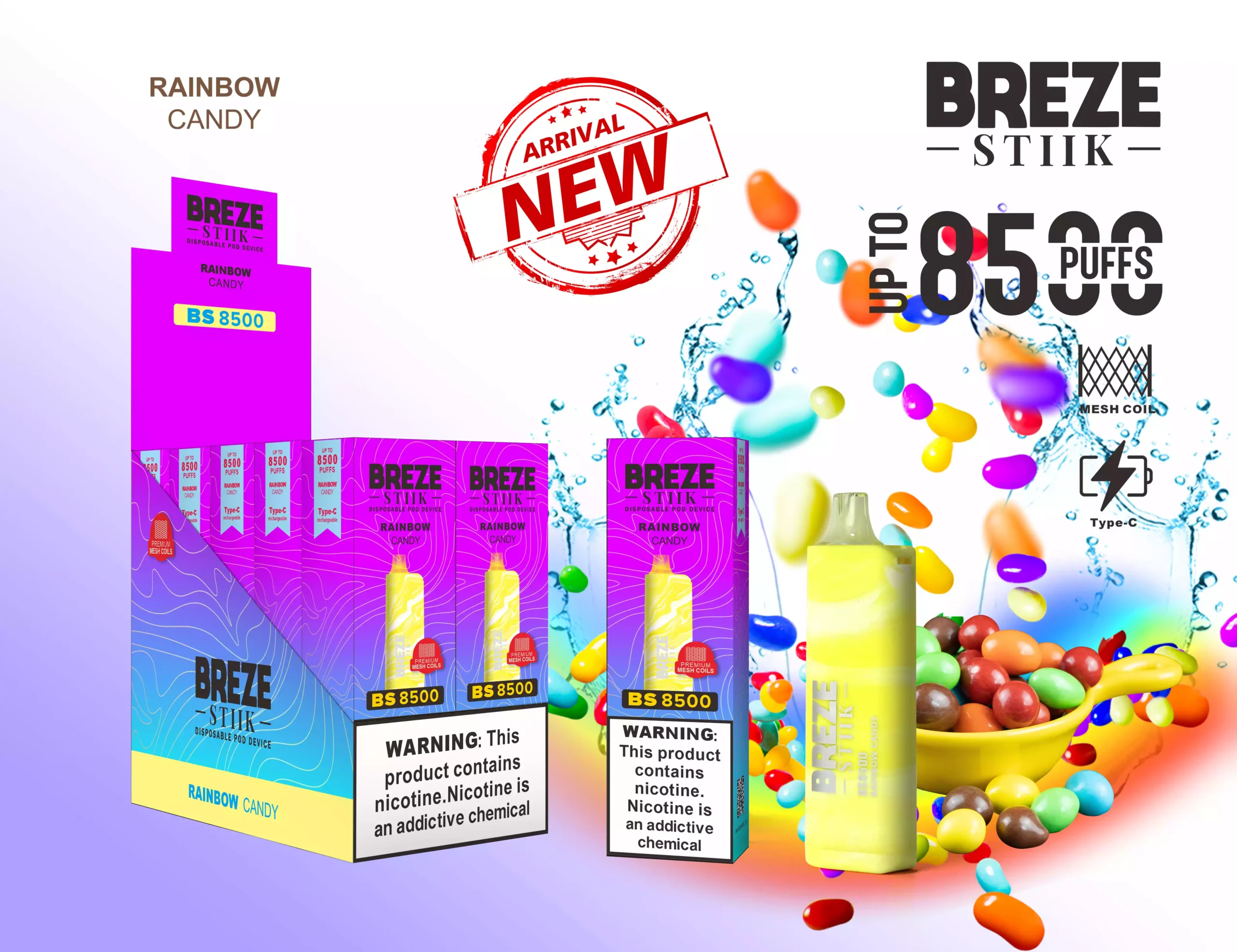 BREZE STIIK 8500 Puffs Disposable E-cigarette with Mesh Coil and 17ml Pre-filled Li (7) BREZE STIIK 8500 Puffs Disposable E-cigarette with Mesh Coil and 17ml Pre-filled Li (7)