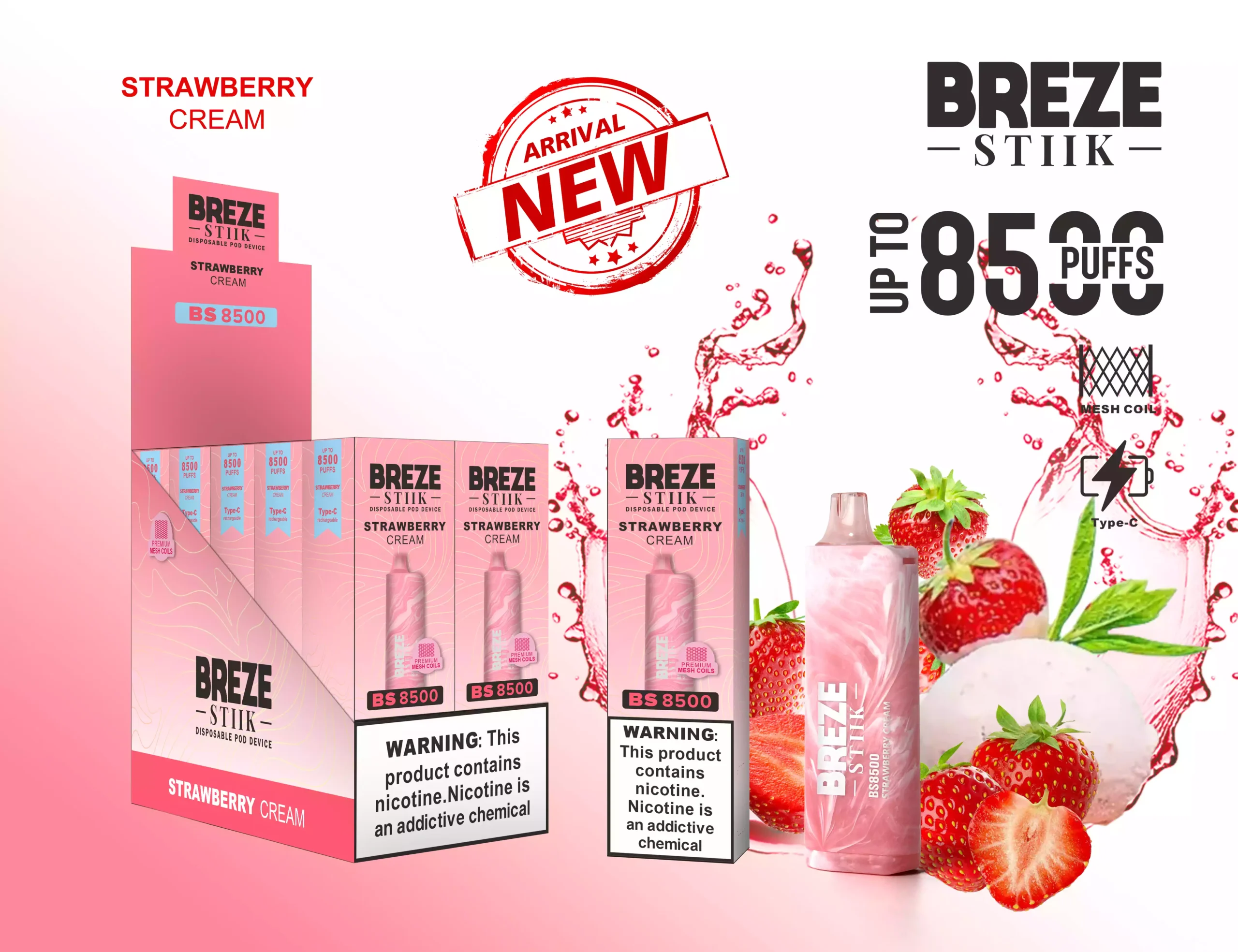 BREZE STIIK 8500 Puffs Disposable E-cigarette with Mesh Coil and 17ml Pre-filled Li (8) BREZE STIIK 8500 Puffs Disposable E-cigarette with Mesh Coil and 17ml Pre-filled Li (8)