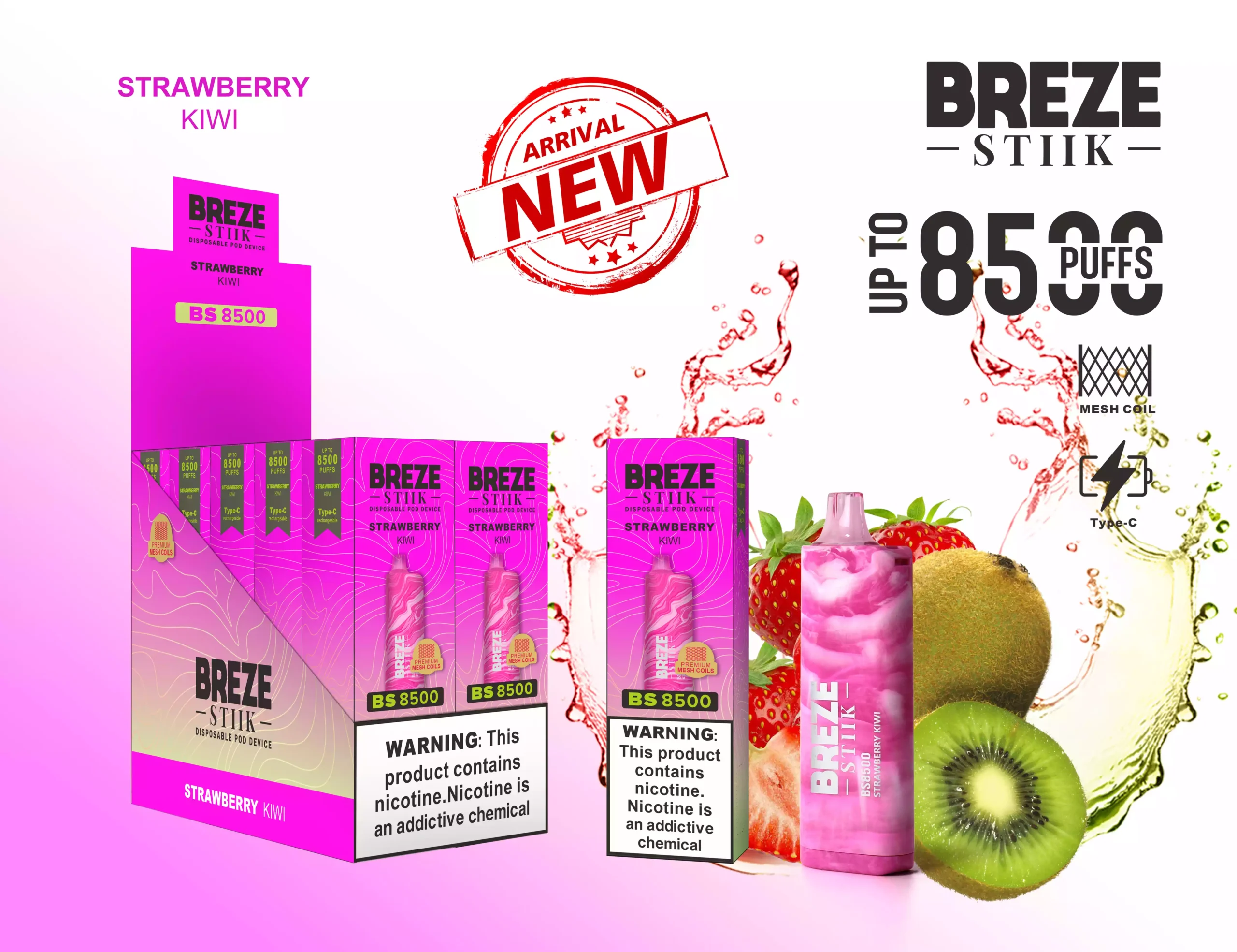 BREZE STIIK 8500 Puffs Disposable E-cigarette with Mesh Coil and 17ml Pre-filled Li (9) BREZE STIIK 8500 Puffs Disposable E-cigarette with Mesh Coil and 17ml Pre-filled Li (9)