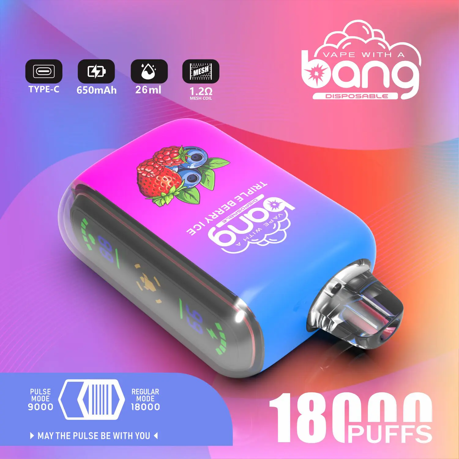 Bang 18000 Puffs 0% 2% 3% 5% Nicotine Double Taste LCD Display Disposable Vape (1) Bang 18000 Puffs 0% 2% 3% 5% Nicotine Double Taste LCD Display Disposable Vape (1)