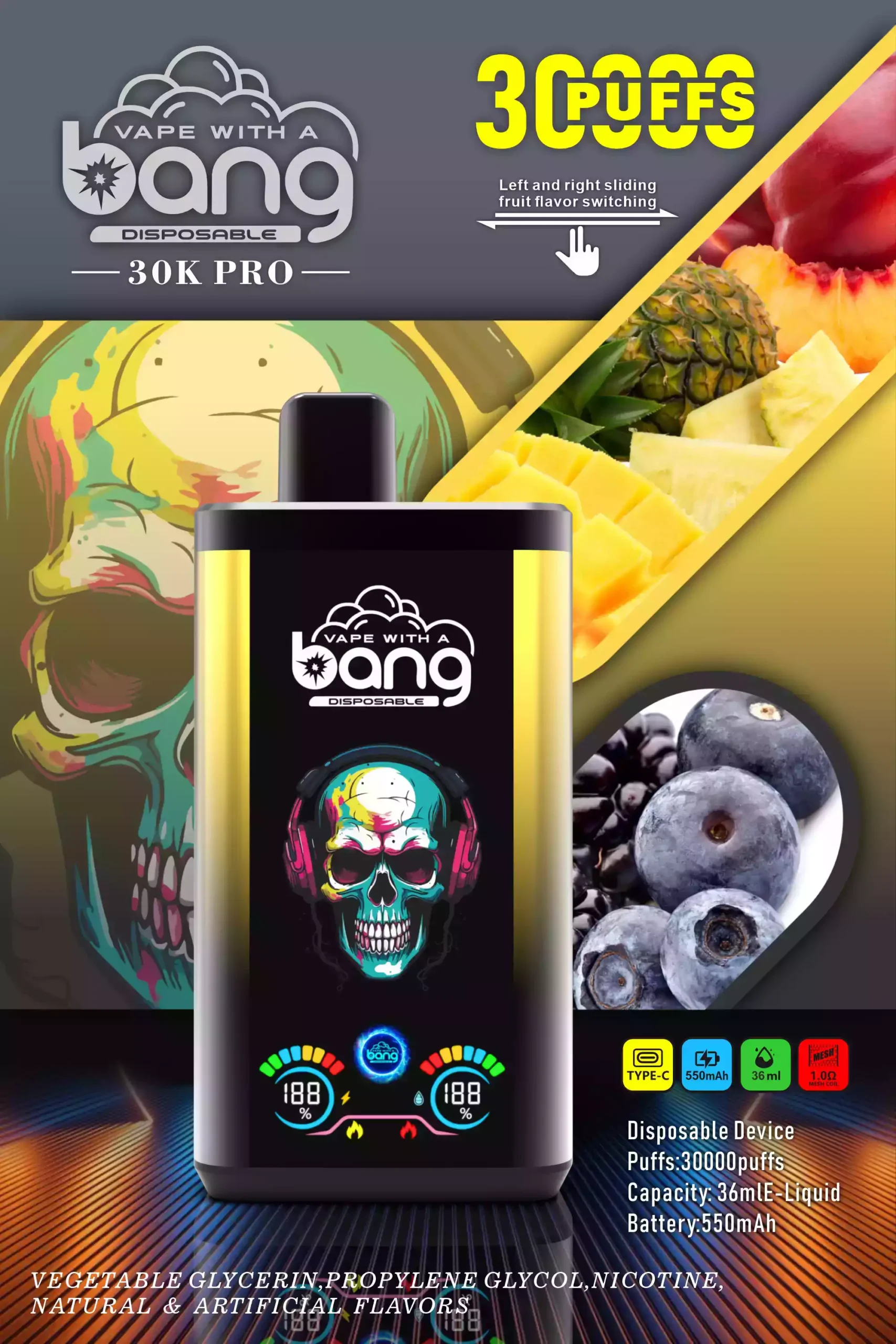 Bang 30000 Puffs Single-Use Vape Rechargeable Battery & LED Display for Ultimate Vaping (11) Bang 30000 Puffs Single-Use Vape Rechargeable Battery & LED Display for Ultimate Vaping (11)