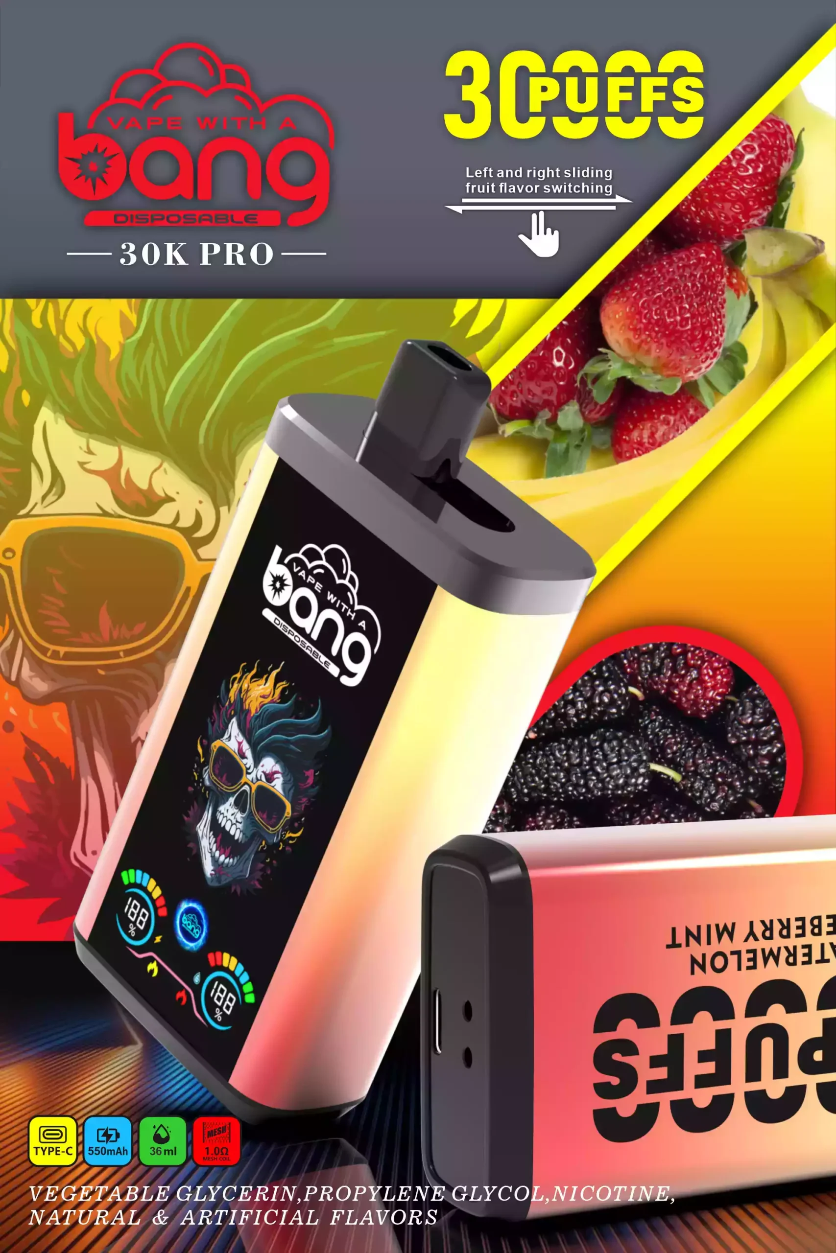 Bang 30000 Puffs Single-Use Vape Rechargeable Battery & LED Display for Ultimate Vaping (7) Bang 30000 Puffs Single-Use Vape Rechargeable Battery & LED Display for Ultimate Vaping (7)