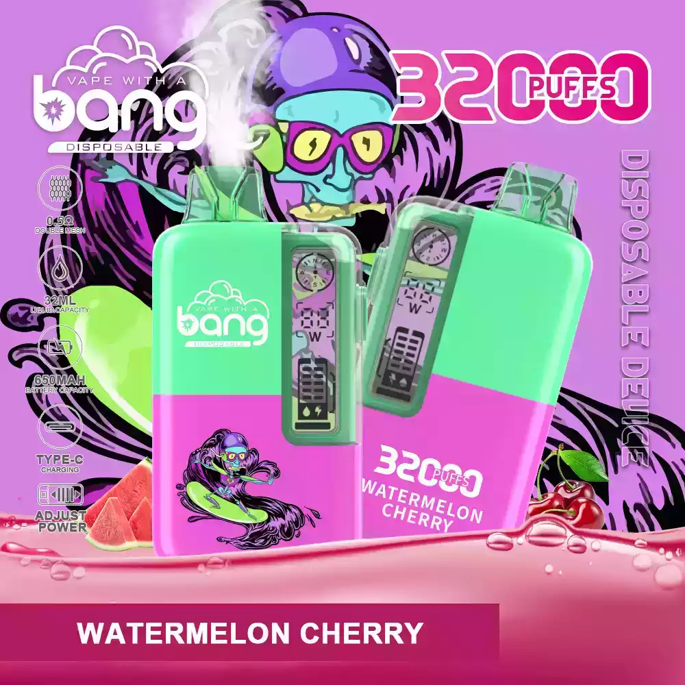 Bang 32000 Puffs E-Cigarrillo desechable 0% 2% 3% 5% Nicotina Flujo de aire ajustable y carga Tipo-C (1) Bang 32000 Puffs E-Cigarrillo desechable 0% 2% 3% 5% Nicotina Flujo de aire ajustable y carga Tipo-C (1)