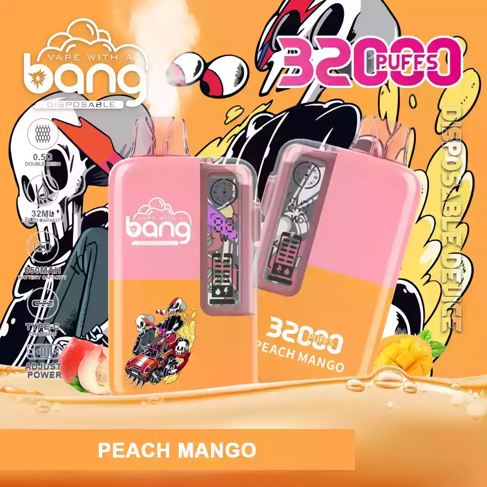 Bang 32000 Puffs E-Cigarrillo desechable 0% 2% 3% 5% Nicotina Flujo de aire ajustable y carga Tipo-C (10) Bang 32000 Puffs E-Cigarrillo desechable 0% 2% 3% 5% Nicotina Flujo de aire ajustable y carga Tipo-C (10)