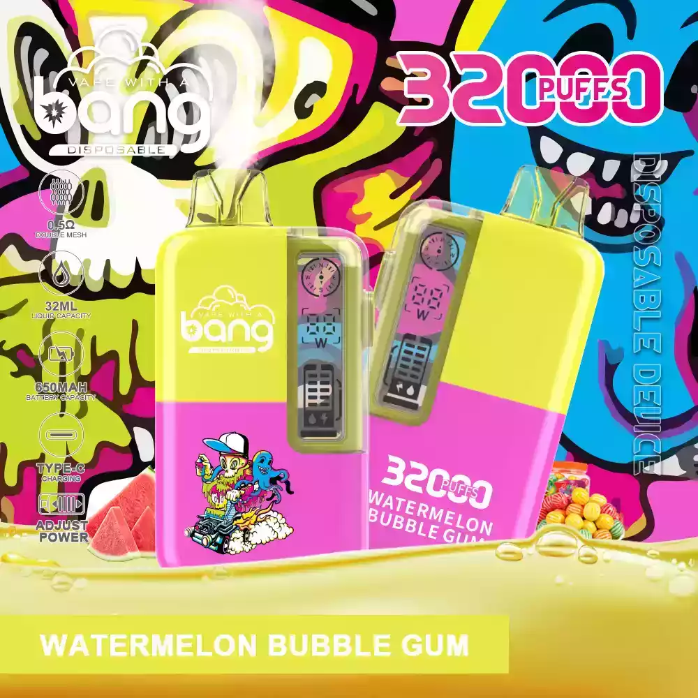 Bang 32000 Puffs E-Cigarrillo desechable 0% 2% 3% 5% Nicotina Flujo de aire ajustable y carga Type-C (8) Bang 32000 Puffs E-Cigarrillo desechable 0% 2% 3% 5% Nicotina Flujo de aire ajustable y carga Type-C (8)
