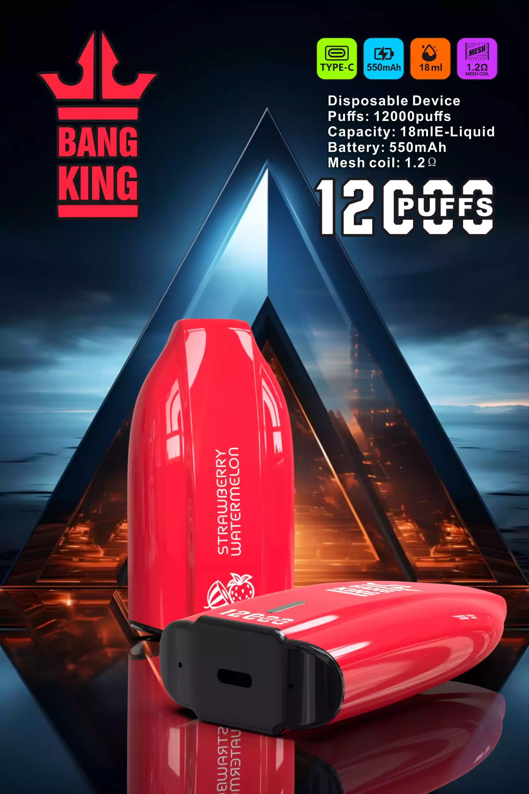 Bang King 12000 Puffs Vaporizador Desechable Premium Líquido Prellenado y Bobina Mejorada (3) Bang King 12000 Puffs Vaporizador Desechable Premium Líquido Prellenado y Bobina Mejorada (3)