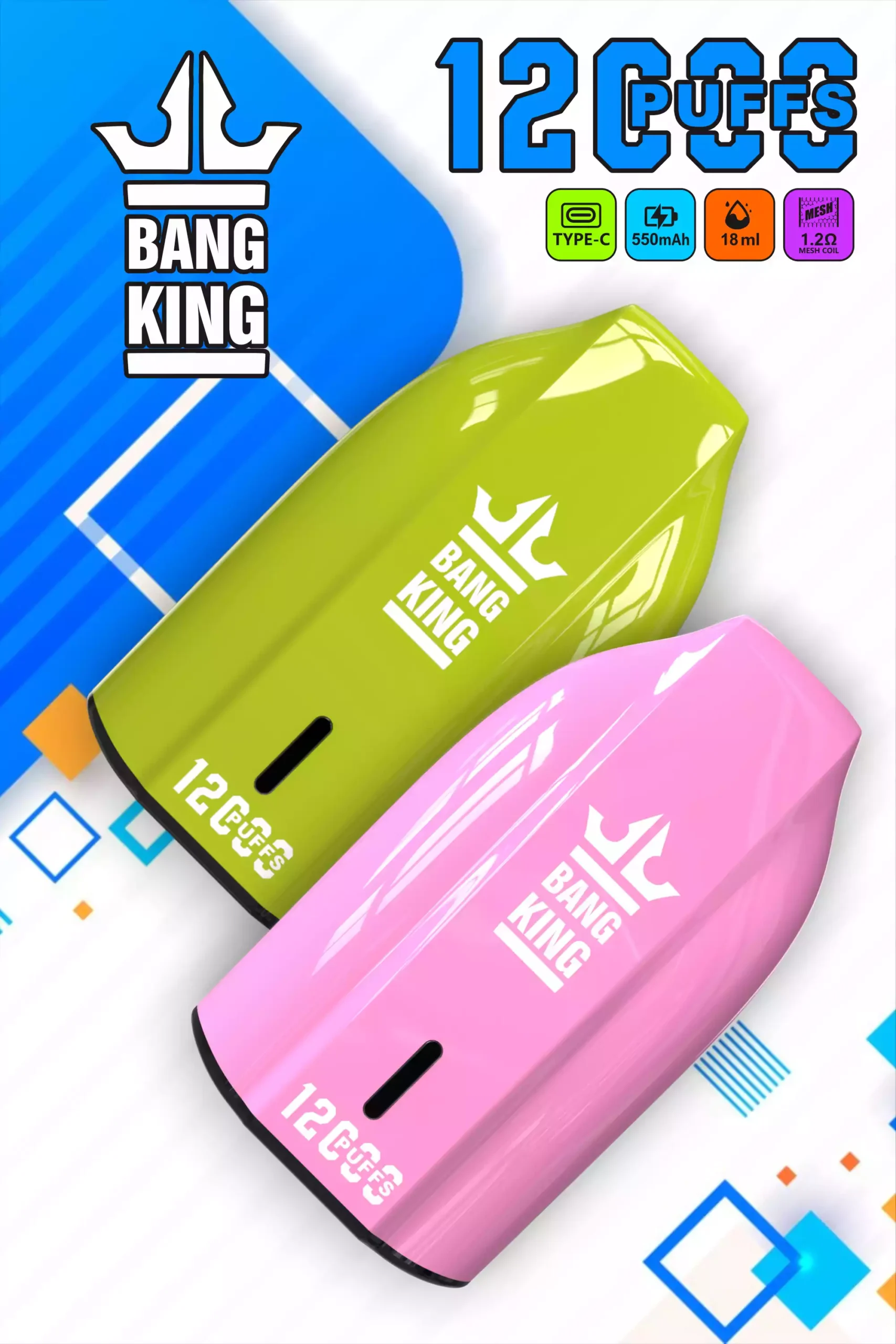 Bang King 12000 Puffs Vaporizador Desechable Premium Líquido Prellenado y Bobina Mejorada (7) Bang King 12000 Puffs Vaporizador Desechable Premium Líquido Prellenado y Bobina Mejorada (7)