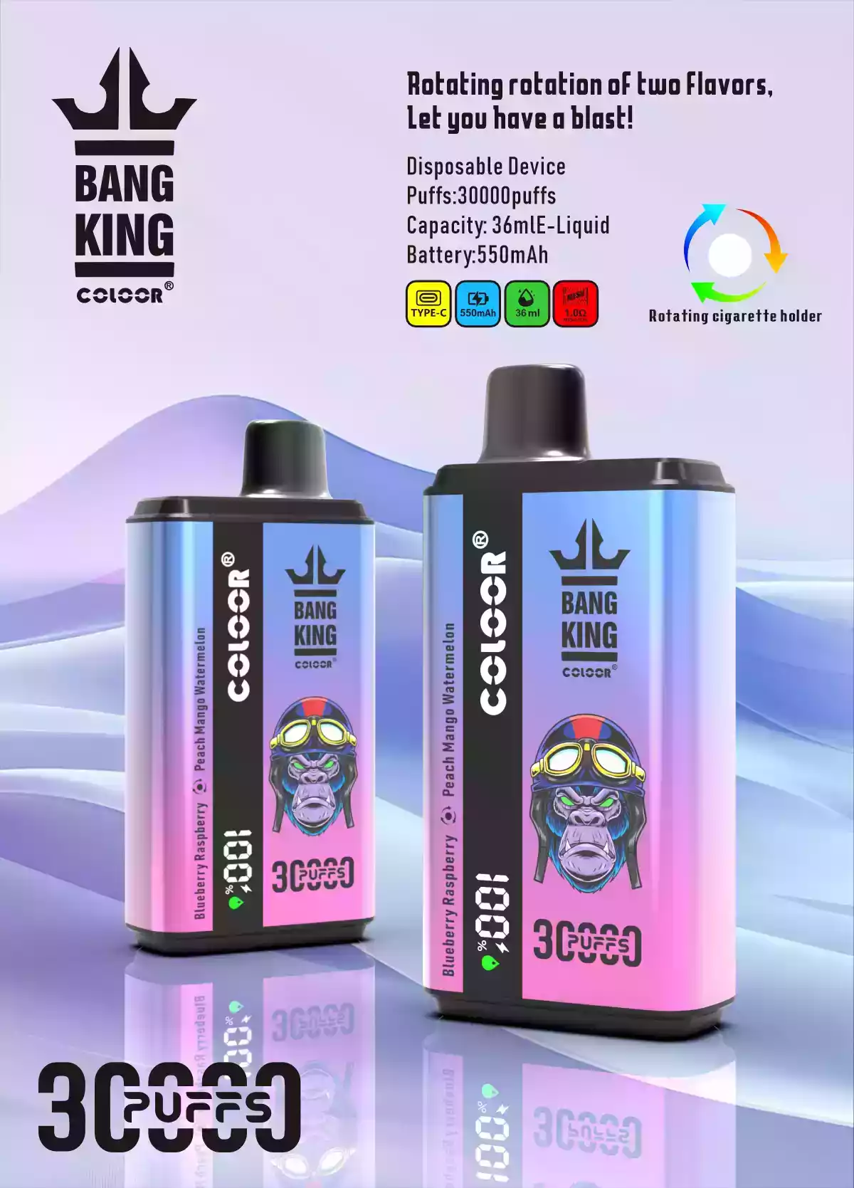 Bang King 30000 Puffs 0% 2% 3% 5% Nicotina Pantalla LCD Vape desechable (4) Bang King 30000 Puffs 0% 2% 3% 5% Nicotina Pantalla LCD Vape desechable (4)