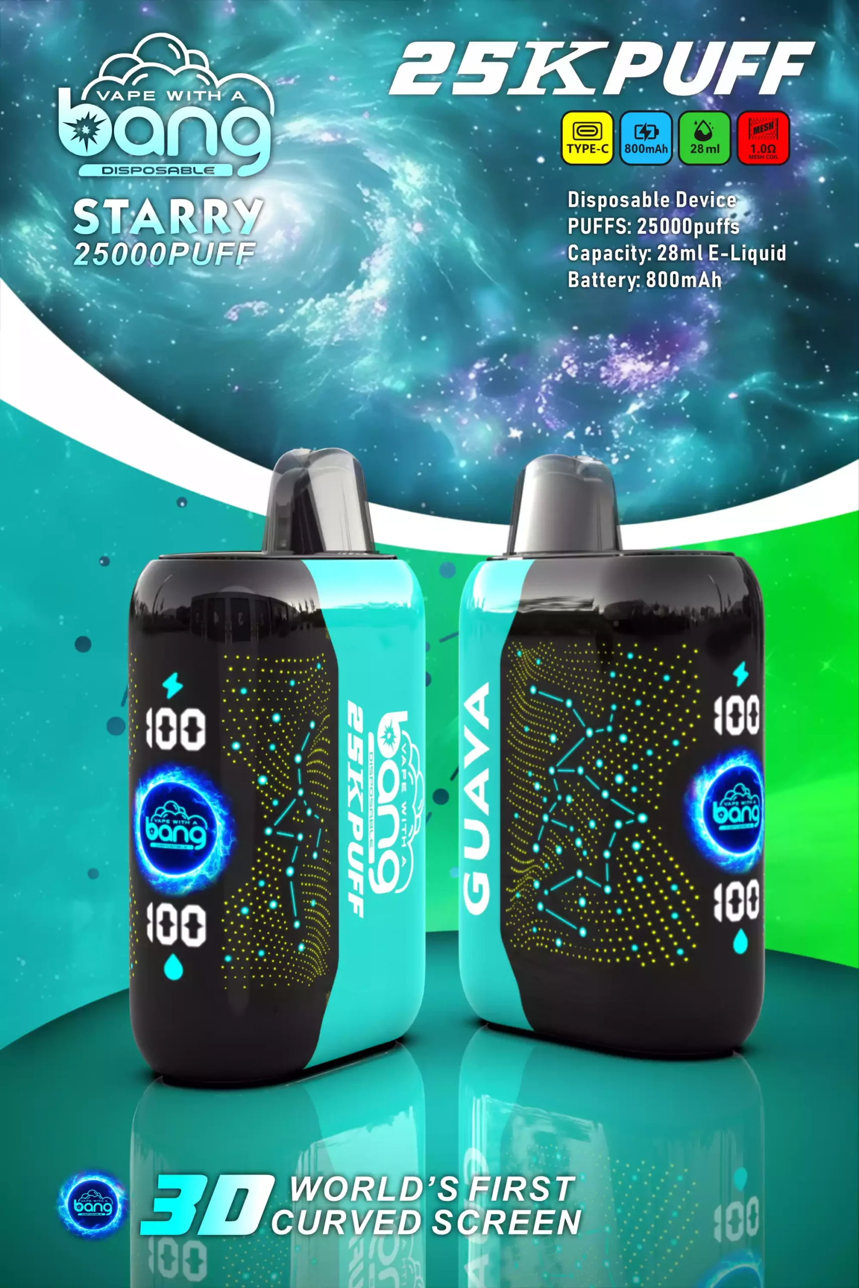 Bang STARRY 25000 Puffs High-Quality Disposable Vape with 28ml E-Liquid and Mesh Coil (17) Bang STARRY 25000 Puffs High-Quality Disposable Vape with 28ml E-Liquid and Mesh Coil (17)