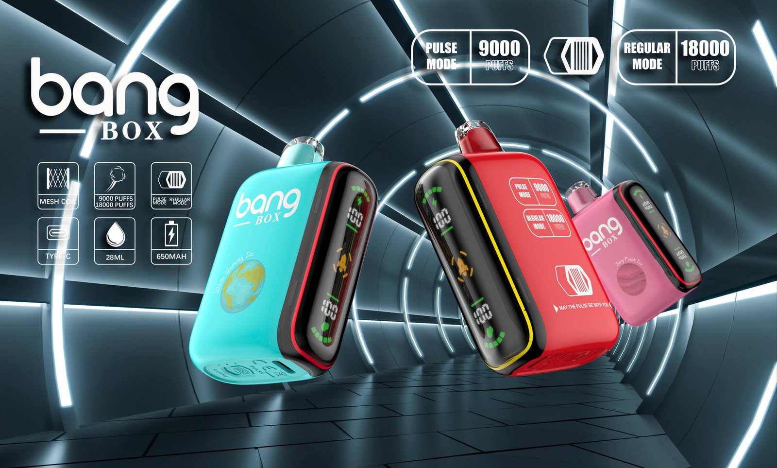 BangBOX 9000-18000 Puffs Disposable Vape with 28ml Prefilled Liquid and Mesh Coil Featuring (3) BangBOX 9000-18000 Puffs Disposable Vape with 28ml Prefilled Liquid and Mesh Coil Featuring (3)