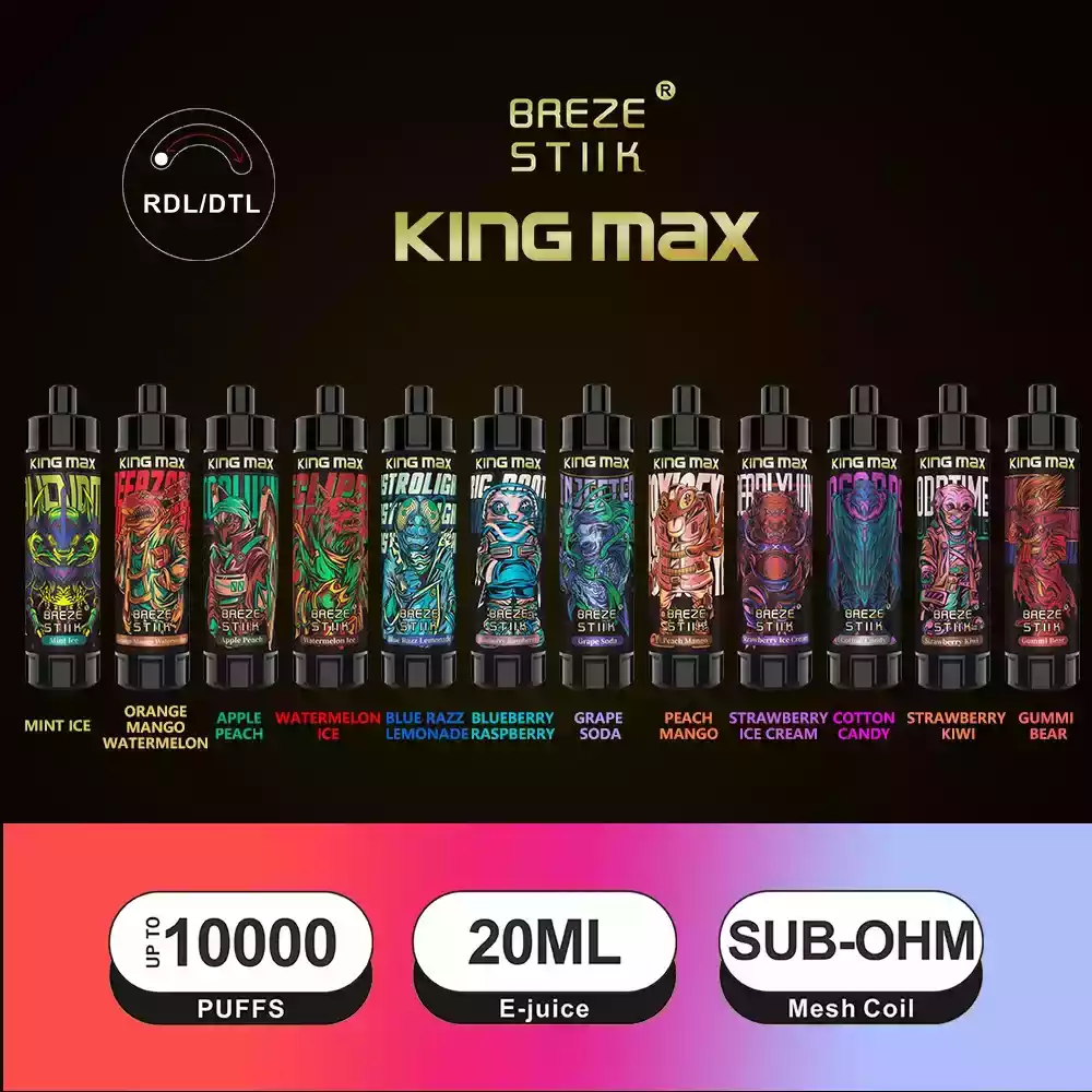 Breze Stiik King Max 10000 Puffs Monouso Vape 0%1 % Nicotina Ajustable (11) Breze Stiik King Max 10000 Puffs Monouso Vape 0%1 % Nicotina Ajustable (11)