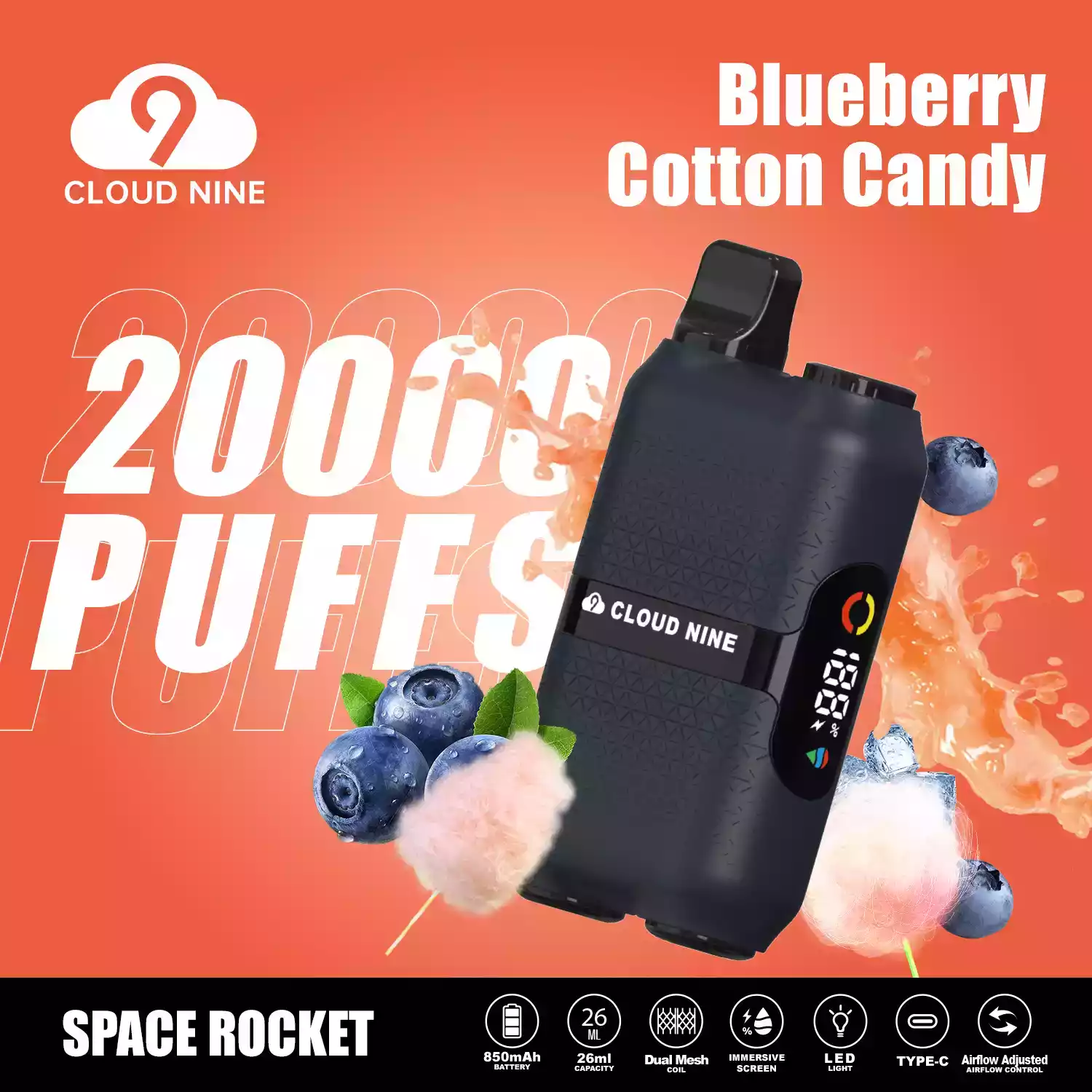 CLOUD NINE D33 20000 Puffs Single-Use Vape 0% 5% Nicotine Multiple Flavor Selections (17) CLOUD NINE D33 20000 Puffs Single-Use Vape 0% 5% Nicotine Multiple Flavor Selections (17)