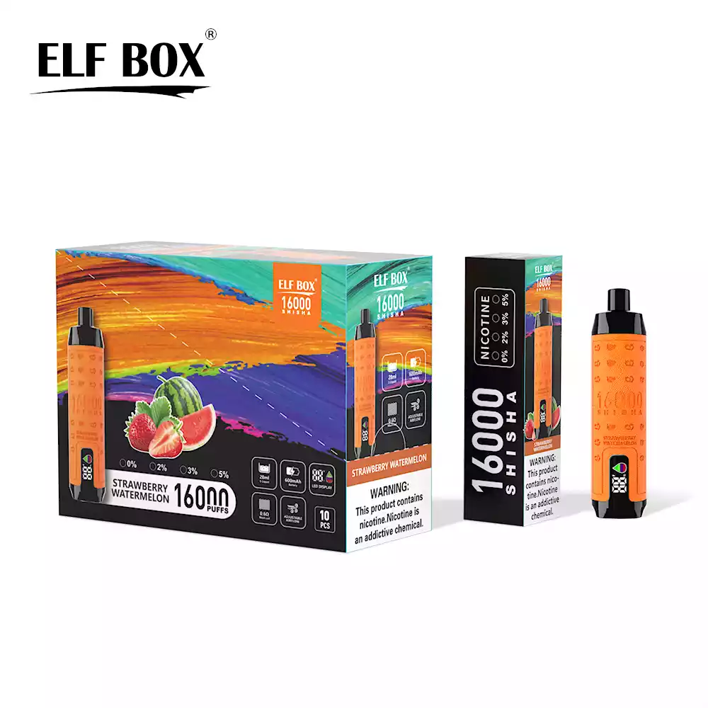 ELF BOX SHISHA 16000 Puffs neue LED-Anzeige Vape elektronische Zigarette Pod (2) ELF BOX SHISHA 16000 Puffs neue LED-Anzeige Vape elektronische Zigarette Pod (2)