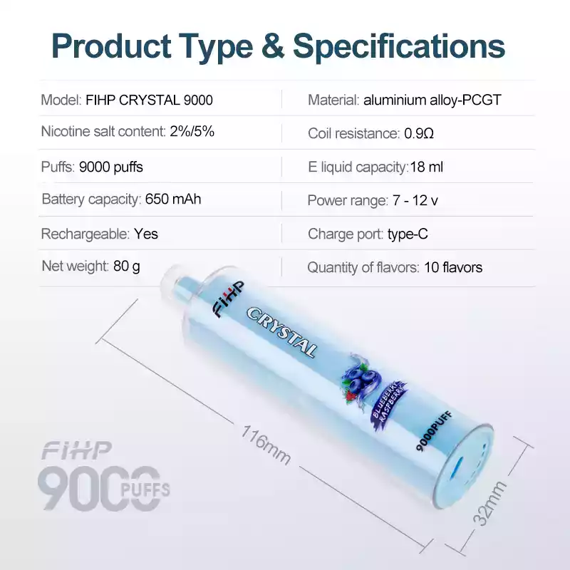 FIHP Crystal 9000 Puffs – High-Capacity Disposable Vape with Rich Flavors (1) FIHP Crystal 9000 Puffs – High-Capacity Disposable Vape with Rich Flavors (1)