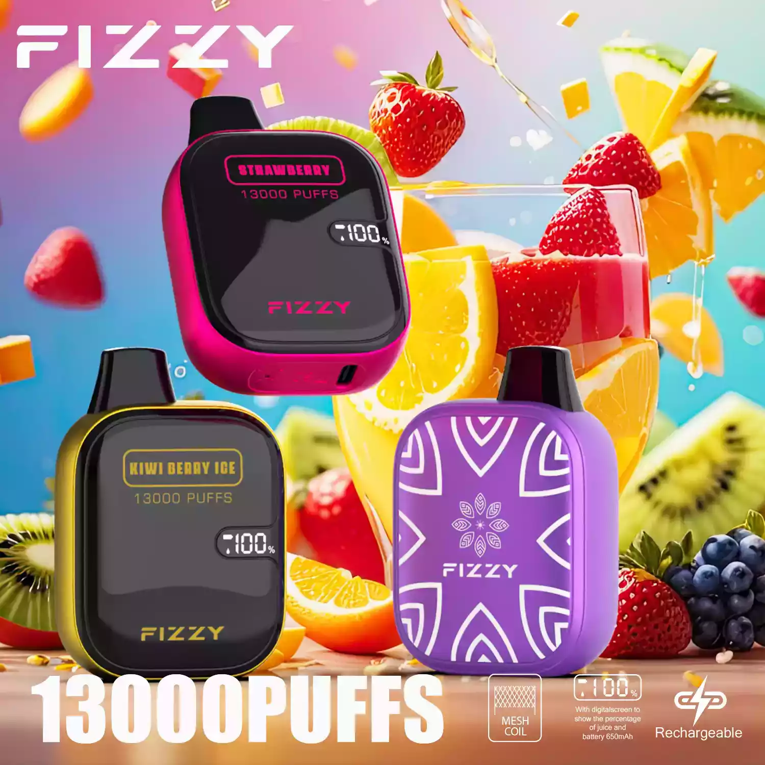 Fizzy Boom 13000 Puffs hohe Kapazität Einweg Vape mit LCD-Display (13) Fizzy Boom 13000 Puffs hohe Kapazität Einweg Vape mit LCD-Display (13)