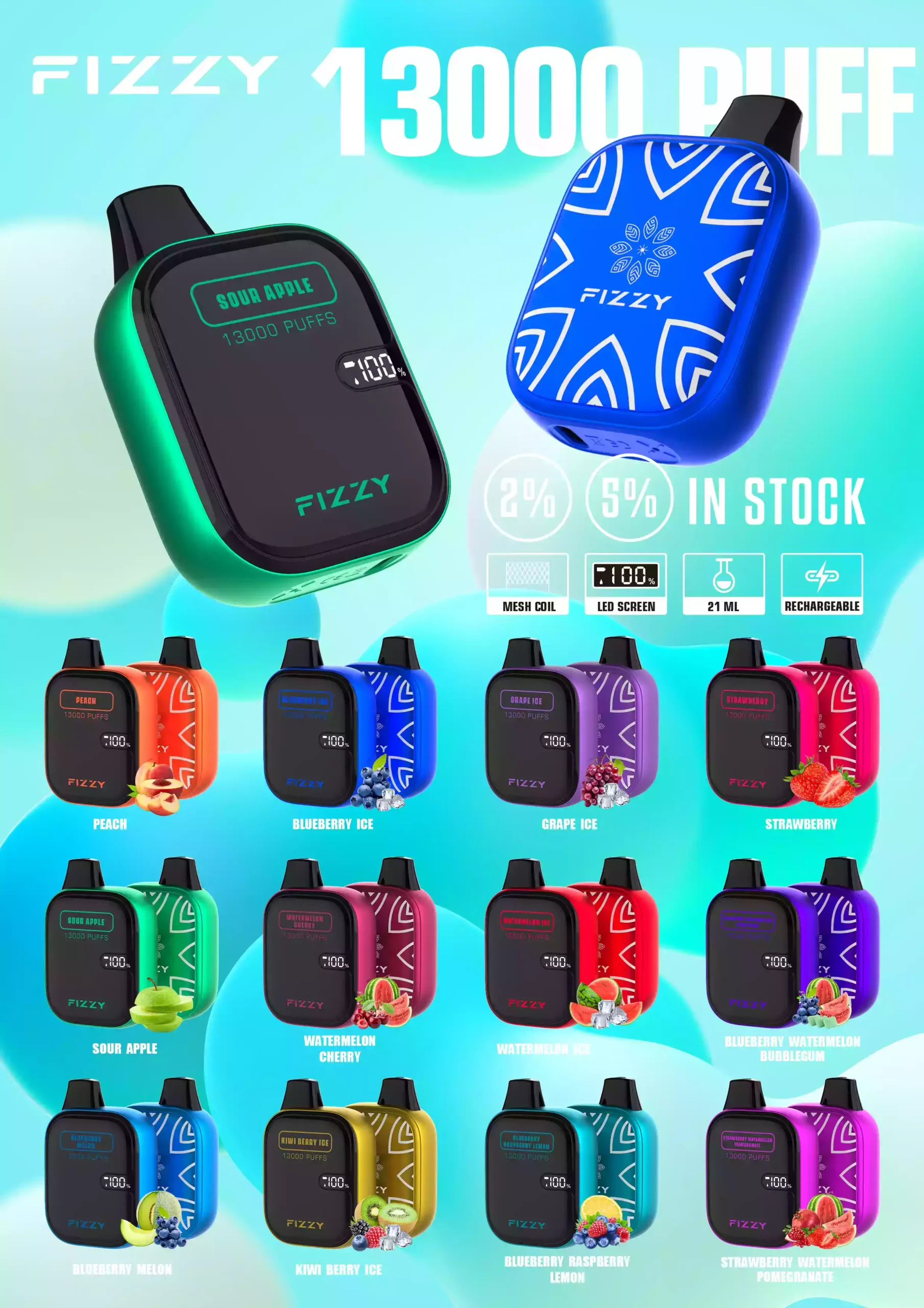 Fizzy Boom 13000 Puffs hohe Kapazität Einweg Vape mit LCD-Display (15) Fizzy Boom 13000 Puffs hohe Kapazität Einweg Vape mit LCD-Display (15)