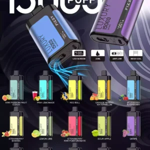 Fizzy Luxury 15000 Puffs usa e getta con bobina a rete e opzioni ad alta nicotina 2% 5% in 22ml di liquido preriempito