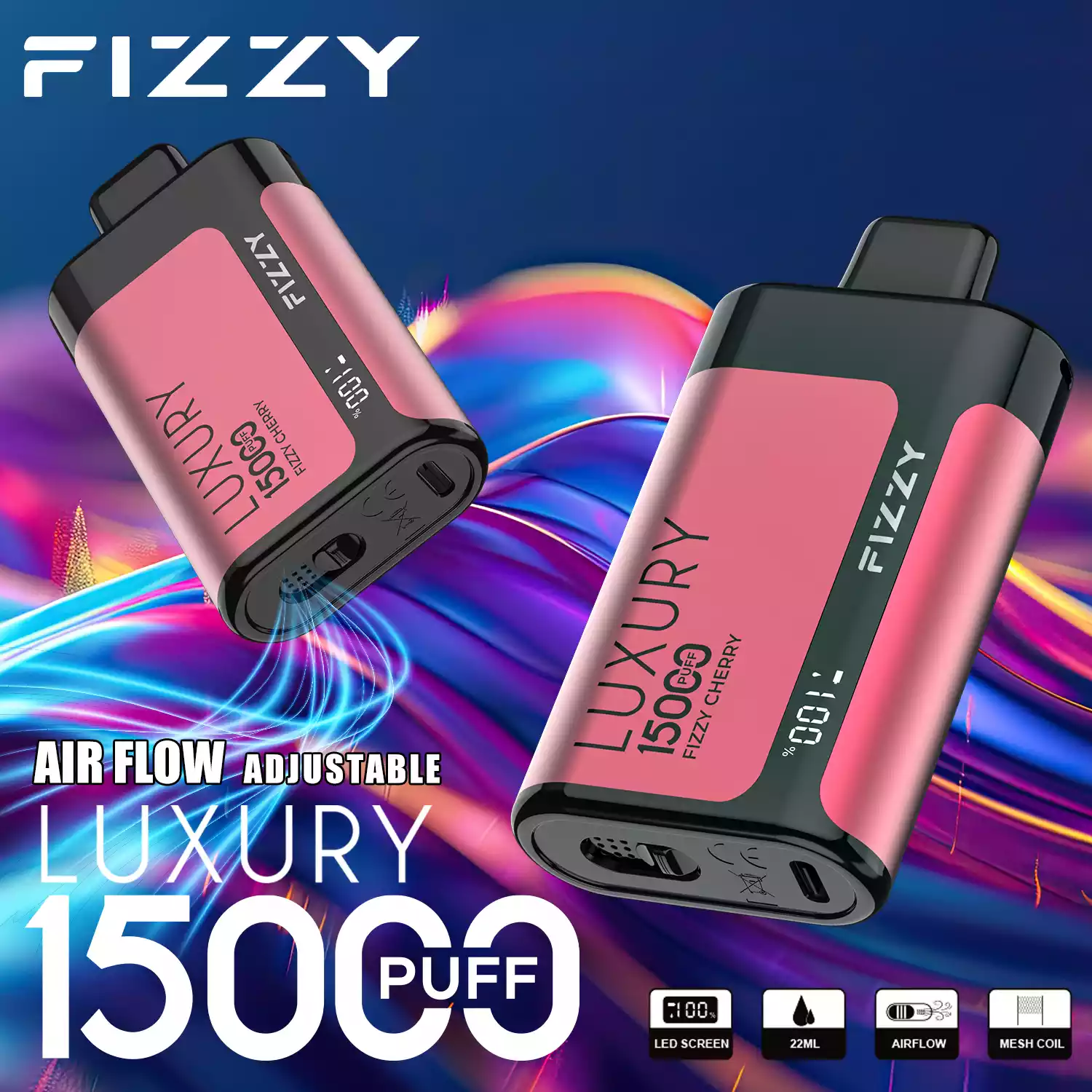 Fizzy Luxury 15000 Puffs Disposable Vape with Mesh Coil and High Nicotine Options 2% 5% in 22ml Prefilled Liquid (18) Fizzy Luxury 15000 Puffs Disposable Vape with Mesh Coil and High Nicotine Options 2% 5% in 22ml Prefilled Liquid (18)