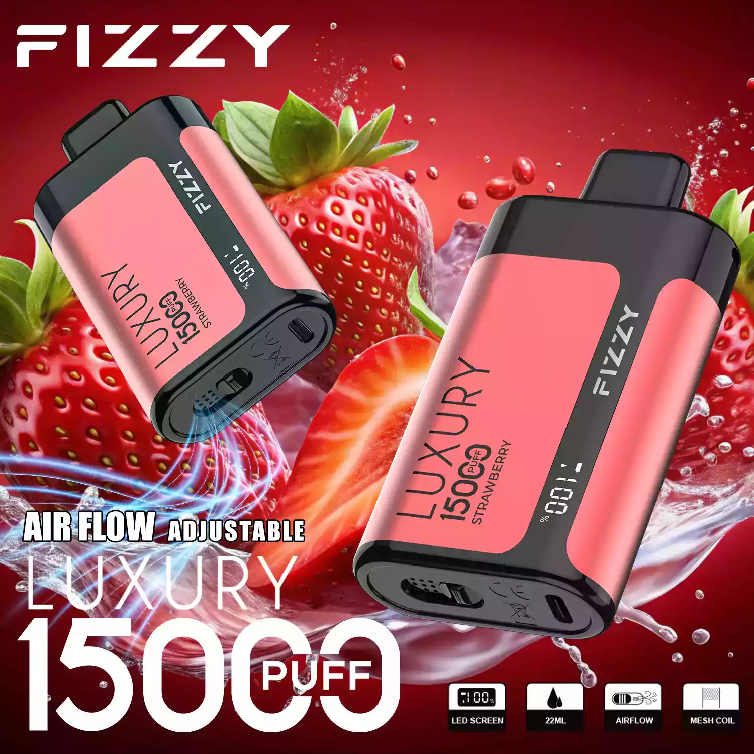 Fizzy Luxury 15000 Puffs Disposable Vape with Mesh Coil and High Nicotine Options 2% 5% in 22ml Prefilled Liquid (3) Fizzy Luxury 15000 Puffs Disposable Vape with Mesh Coil and High Nicotine Options 2% 5% in 22ml Prefilled Liquid (3)