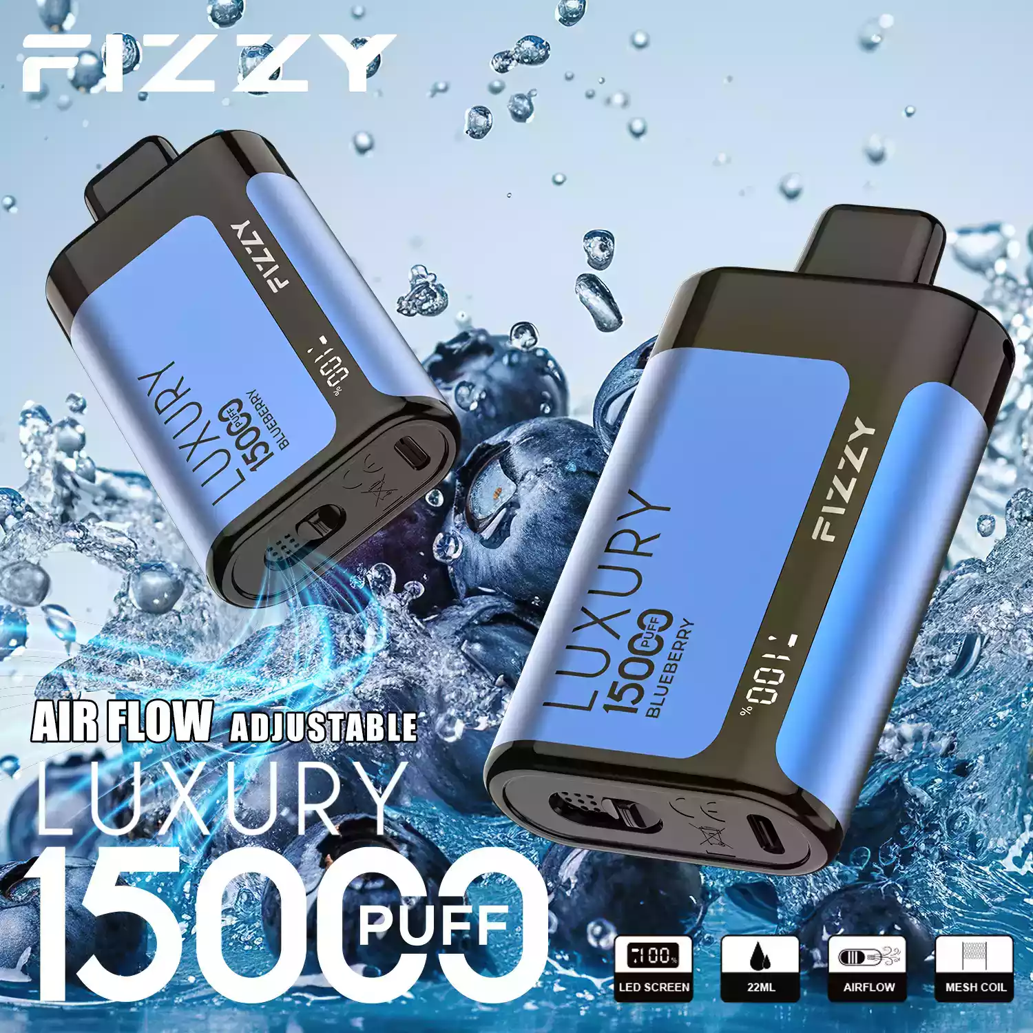 Fizzy Luxury 15000 Puffs Disposable Vape with Mesh Coil and High Nicotine Options 2% 5% in 22ml Prefilled Liquid (4) Fizzy Luxury 15000 Puffs Disposable Vape with Mesh Coil and High Nicotine Options 2% 5% in 22ml Prefilled Liquid (4)