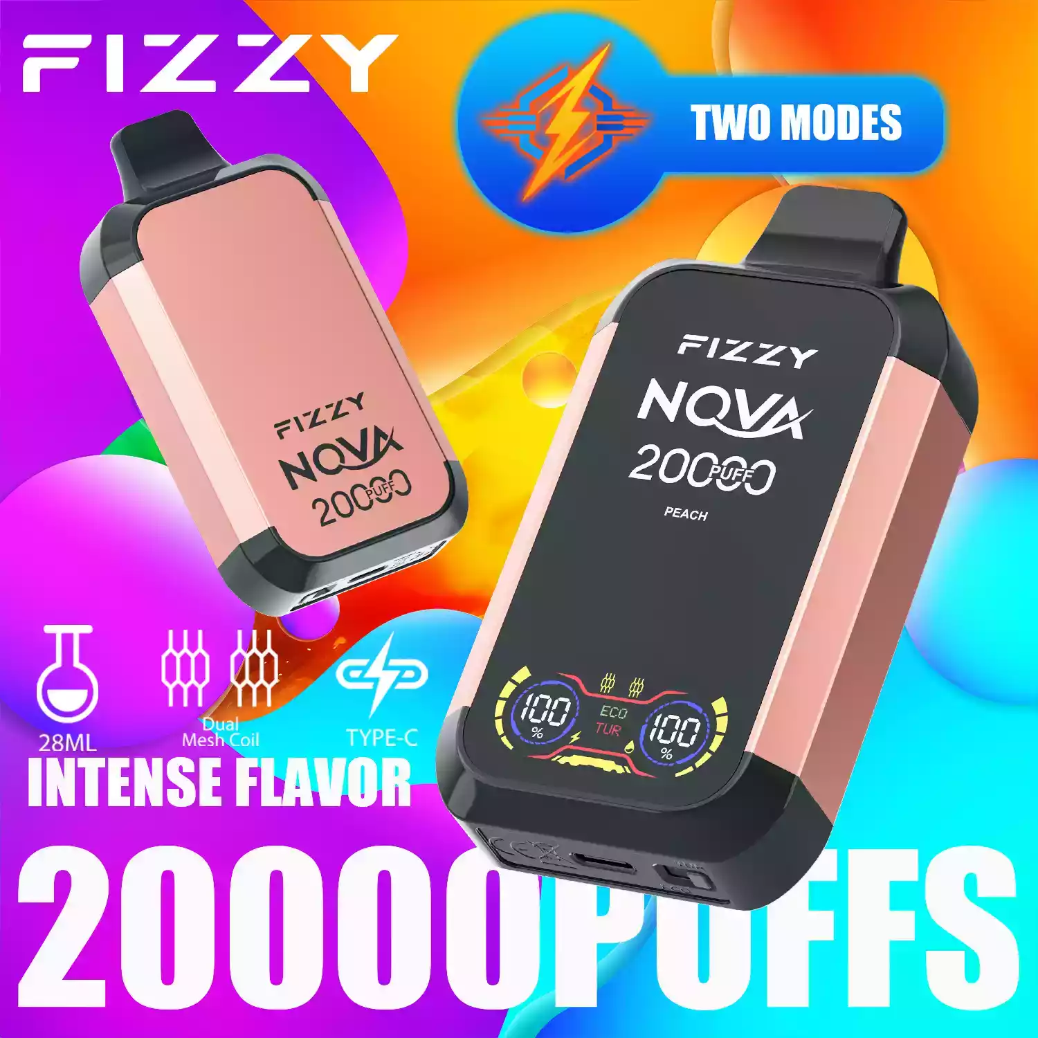 Fizzy Nova 20000 Puffs Disposable Vape with Mesh Coil and 28ml Prefilled Liquid Offering 0% 2% 5% Nicotine Options (10) Fizzy Nova 20000 Puffs Disposable Vape with Mesh Coil and 28ml Prefilled Liquid Offering 0% 2% 5% Nicotine Options (10)