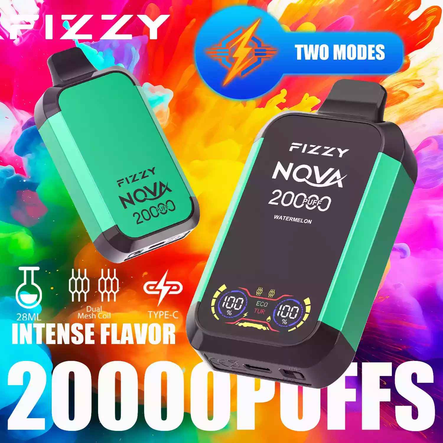 Fizzy Nova 20000 Puffs Disposable Vape with Mesh Coil and 28ml Prefilled Liquid Offering 0% 2% 5% Nicotine Options (11) Fizzy Nova 20000 Puffs Disposable Vape with Mesh Coil and 28ml Prefilled Liquid Offering 0% 2% 5% Nicotine Options (11)