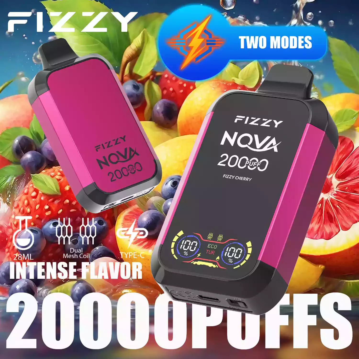 Fizzy Nova 20000 Puffs Disposable Vape with Mesh Coil and 28ml Prefilled Liquid Offering 0% 2% 5% Nicotine Options (12) Fizzy Nova 20000 Puffs Disposable Vape with Mesh Coil and 28ml Prefilled Liquid Offering 0% 2% 5% Nicotine Options (12)