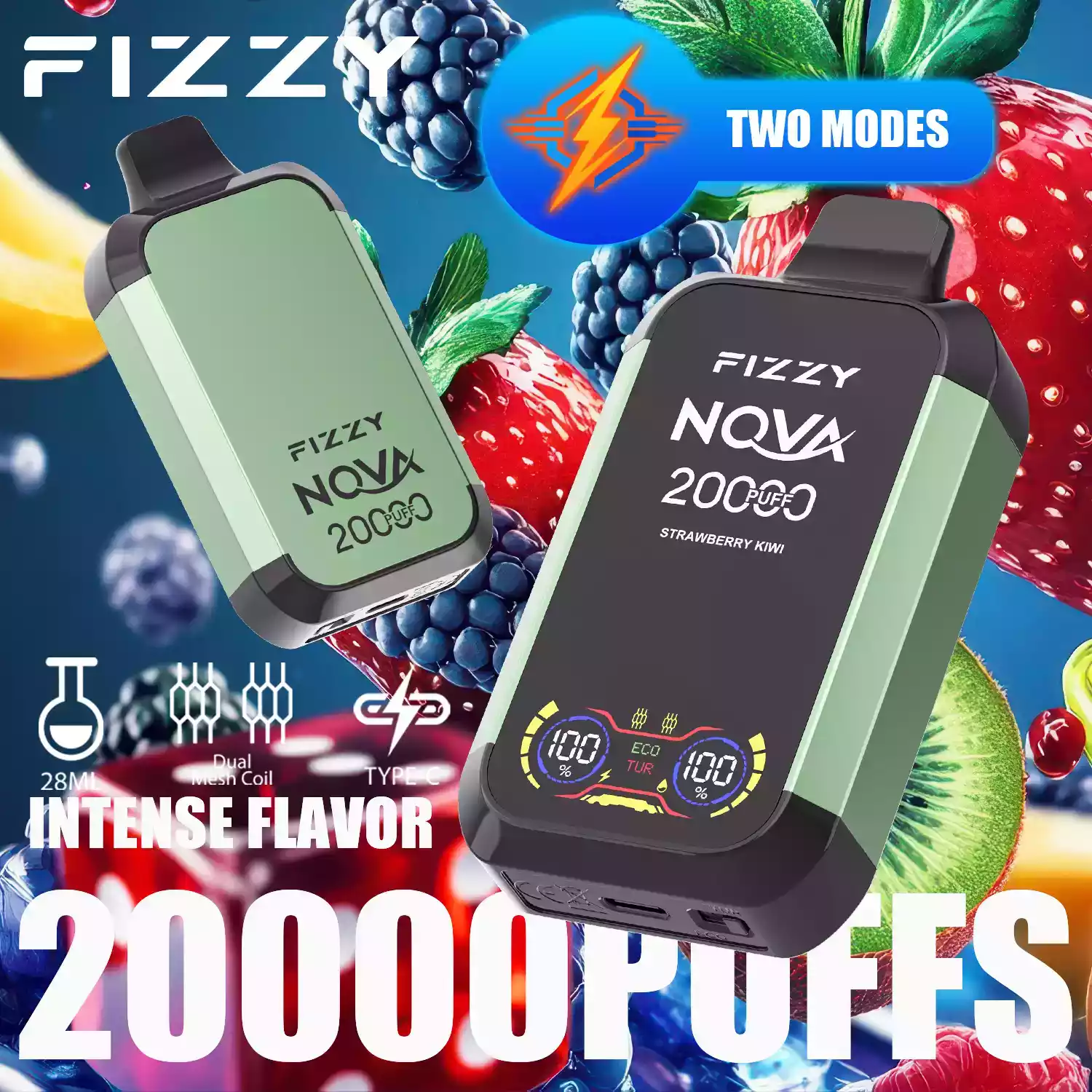 Fizzy Nova 20000 Puffs Disposable Vape with Mesh Coil and 28ml Prefilled Liquid Offering 0% 2% 5% Nicotine Options (13) Fizzy Nova 20000 Puffs Disposable Vape with Mesh Coil and 28ml Prefilled Liquid Offering 0% 2% 5% Nicotine Options (13)