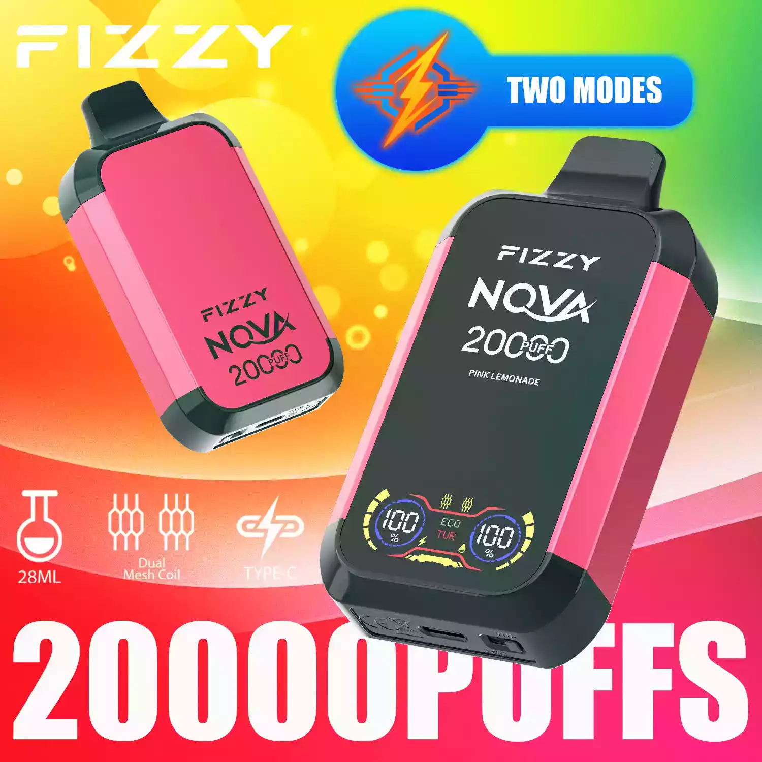 Fizzy Nova 20000 Puffs Disposable Vape with Mesh Coil and 28ml Prefilled Liquid Offering 0% 2% 5% Nicotine Options (14) Fizzy Nova 20000 Puffs Disposable Vape with Mesh Coil and 28ml Prefilled Liquid Offering 0% 2% 5% Nicotine Options (14)