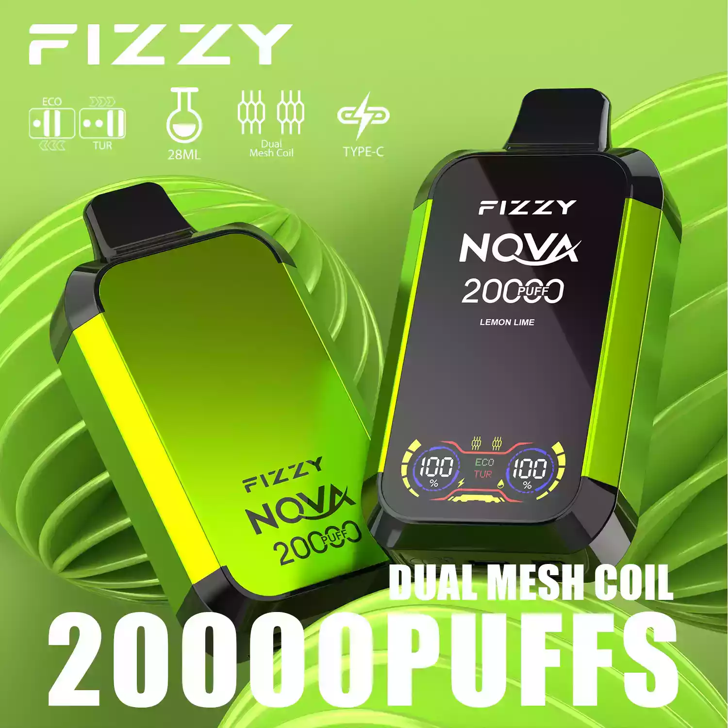 Fizzy Nova 20000 Puffs Disposable Vape with Mesh Coil and 28ml Prefilled Liquid Offering 0% 2% 5% Nicotine Options (6) Fizzy Nova 20000 Puffs Disposable Vape with Mesh Coil and 28ml Prefilled Liquid Offering 0% 2% 5% Nicotine Options (6)