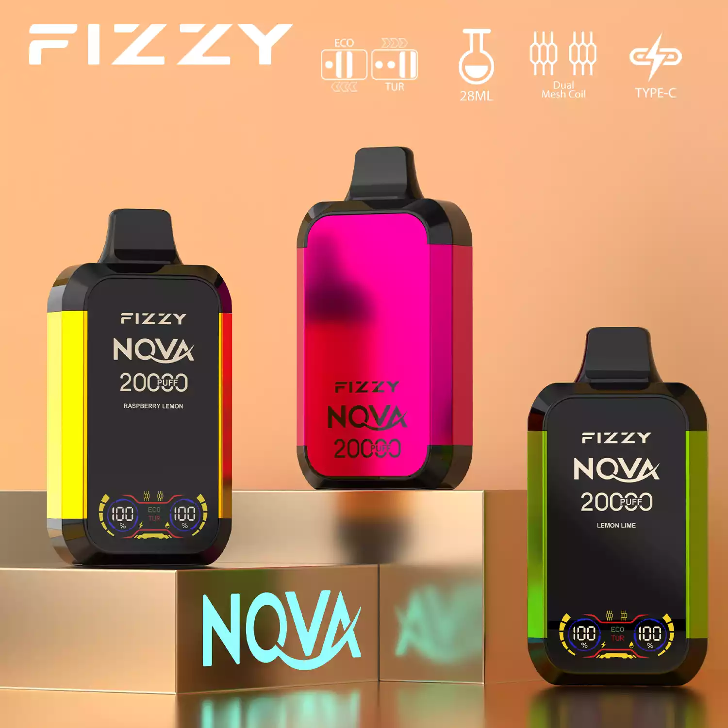 Fizzy Nova 20000 Puffs Disposable Vape with Mesh Coil and 28ml Prefilled Liquid Offering 0% 2% 5% Nicotine Options (9) Fizzy Nova 20000 Puffs Disposable Vape with Mesh Coil and 28ml Prefilled Liquid Offering 0% 2% 5% Nicotine Options (9)