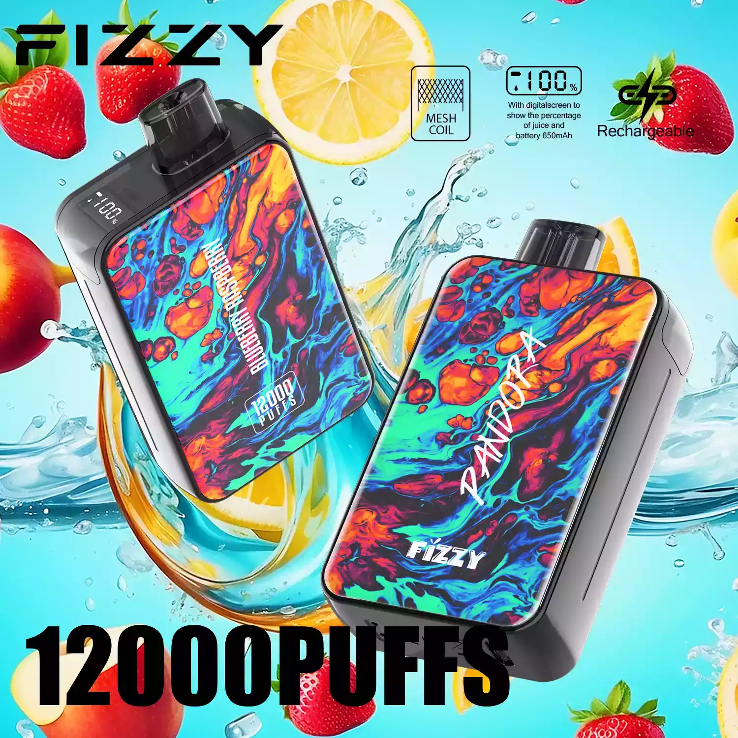 Fizzy Pandora 12000 Puffs Disposable Vape with Smooth Mesh Coil and 20ml Prefilled Liquid (10) Fizzy Pandora 12000 Puffs Disposable Vape with Smooth Mesh Coil and 20ml Prefilled Liquid (10)